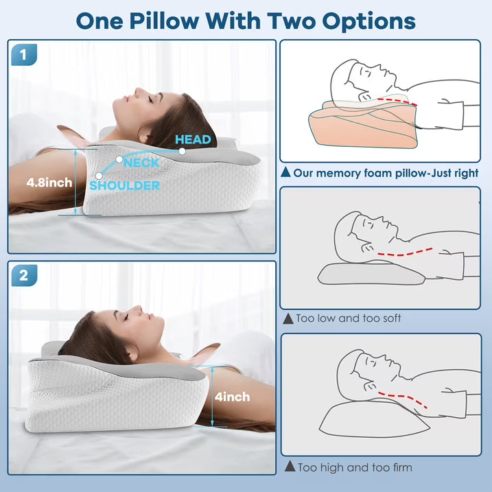 MOONORAH Orthopedic Butterfly Cervical Pillow - Memory Foam for Side Sleepers - Standard