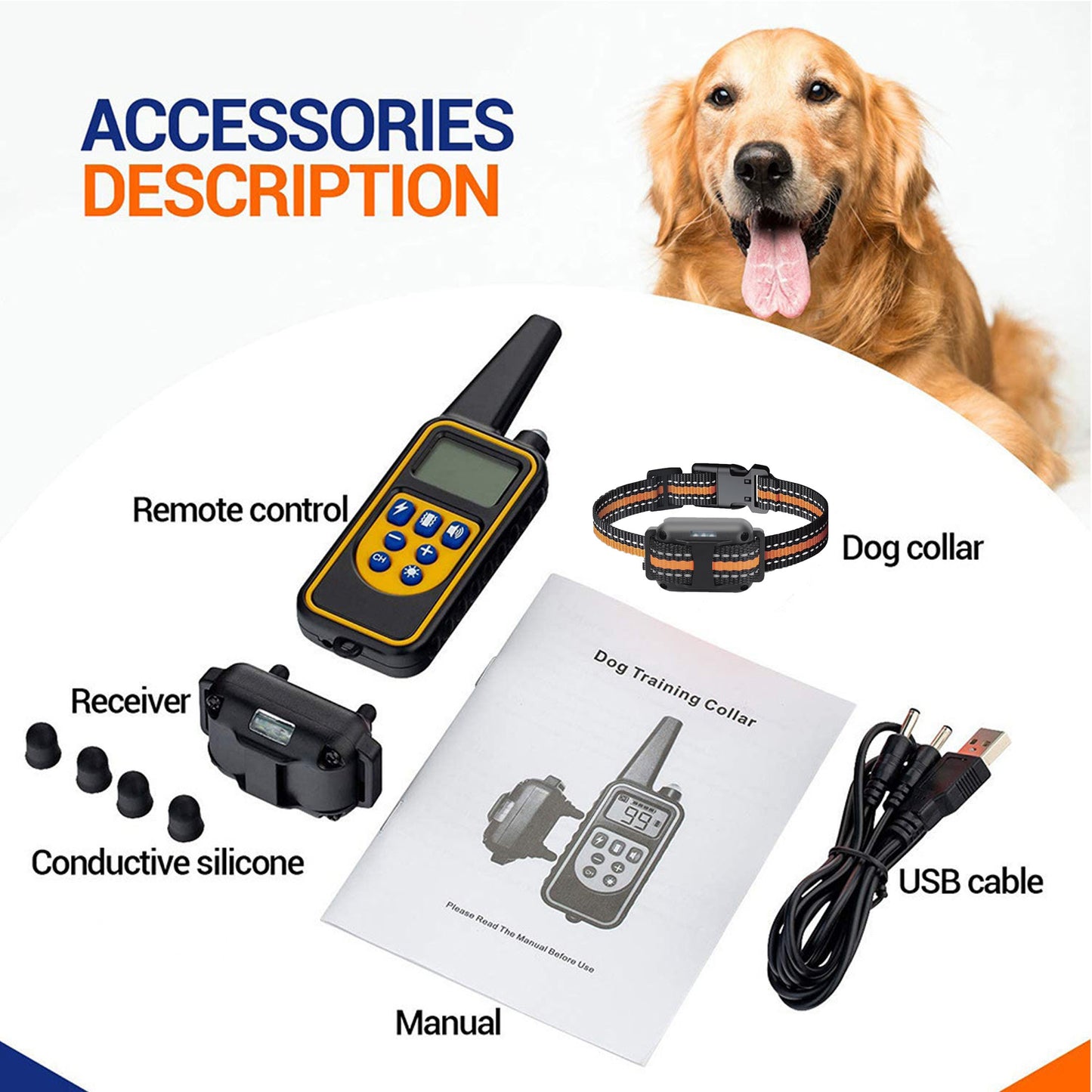WANALI Dog Training Collar with Remote - 2600ft Range Shock Collar for Small, Medium & Large Dogs, IP68 Waterproof Rechargeable Bark Collar with 3 Modes (Beep/Vibration/Shock), LED Light