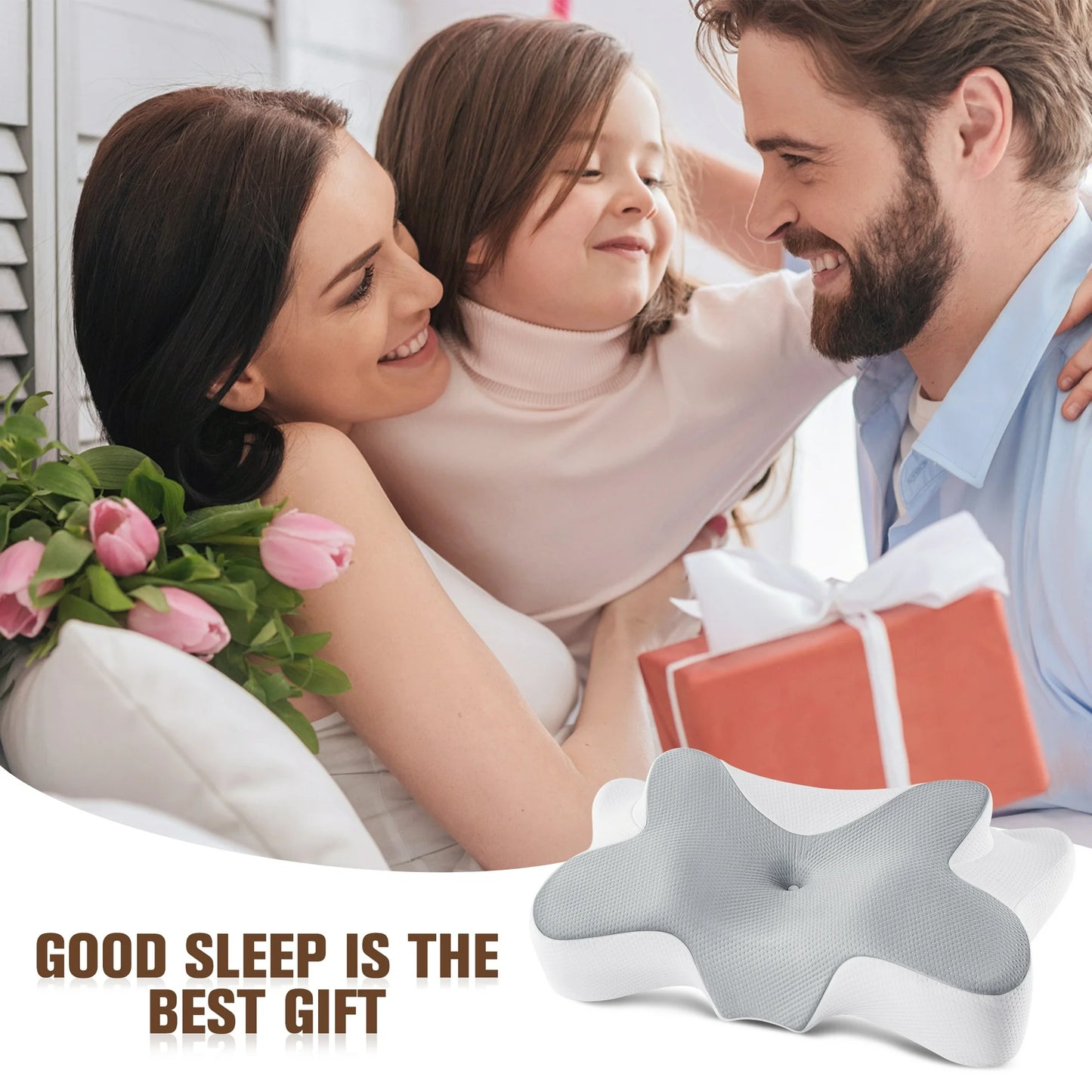 MOONORAH Cervical Pillow for Sleeping Memory Foam Neck Pain Relief Contour Orthopedic Ergonomic Pillows for Women Side Sleepers,Queen Size 26"Lx14.6"Wx5.1"H,Gray