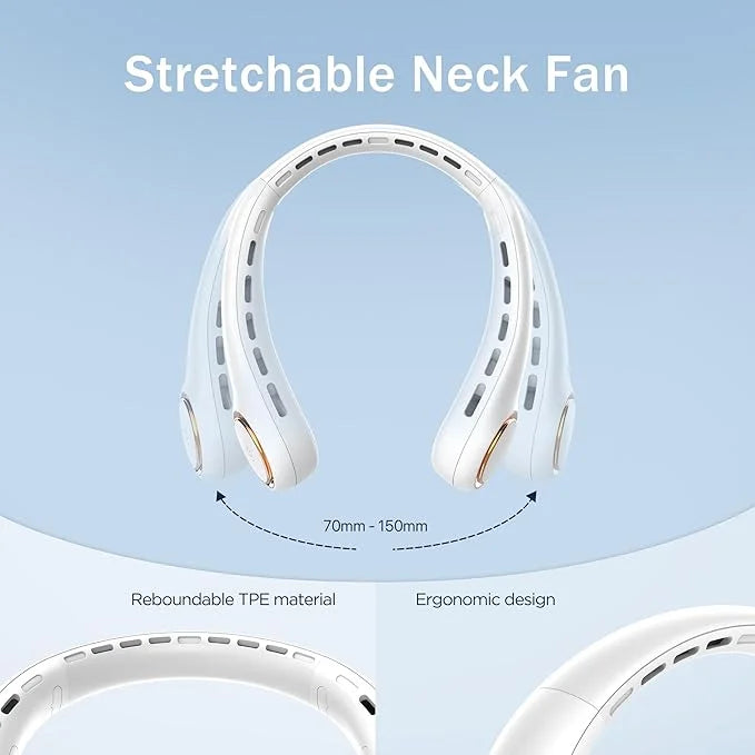 LOFTER-PRO Portable Neck Fan, Hands-Free Bladeless, 3 Speeds, 4000 mAh Battery Operated Wearable Personal Fan, Twistable, Rechargeable, Gift for Women Men, White
