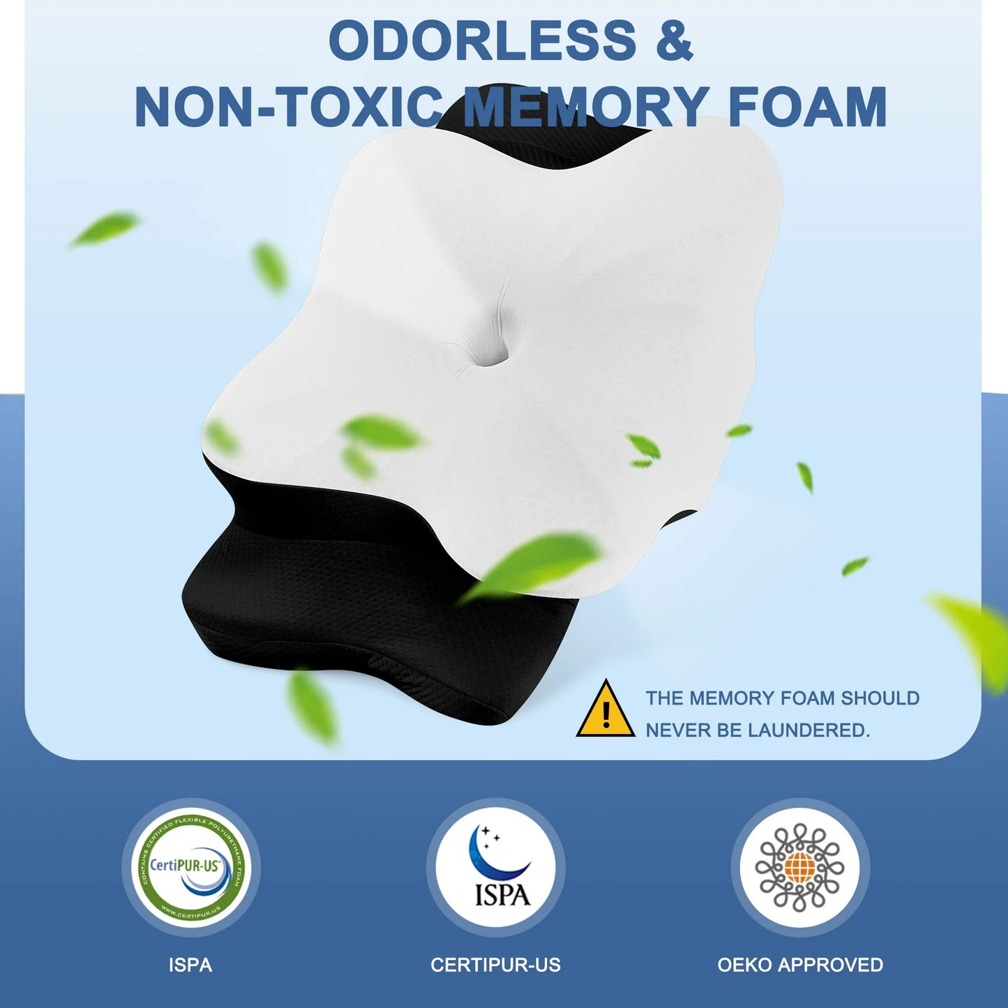 DONAMA Orthopedic Pillow for Neck Pain Relief,Cervical Travel Pillow,Contour Memory Foam Pillow,Ergonomic Pillows for Side Back&Stomach Sleepers with Breathable Pillowcase,Standard,Black
