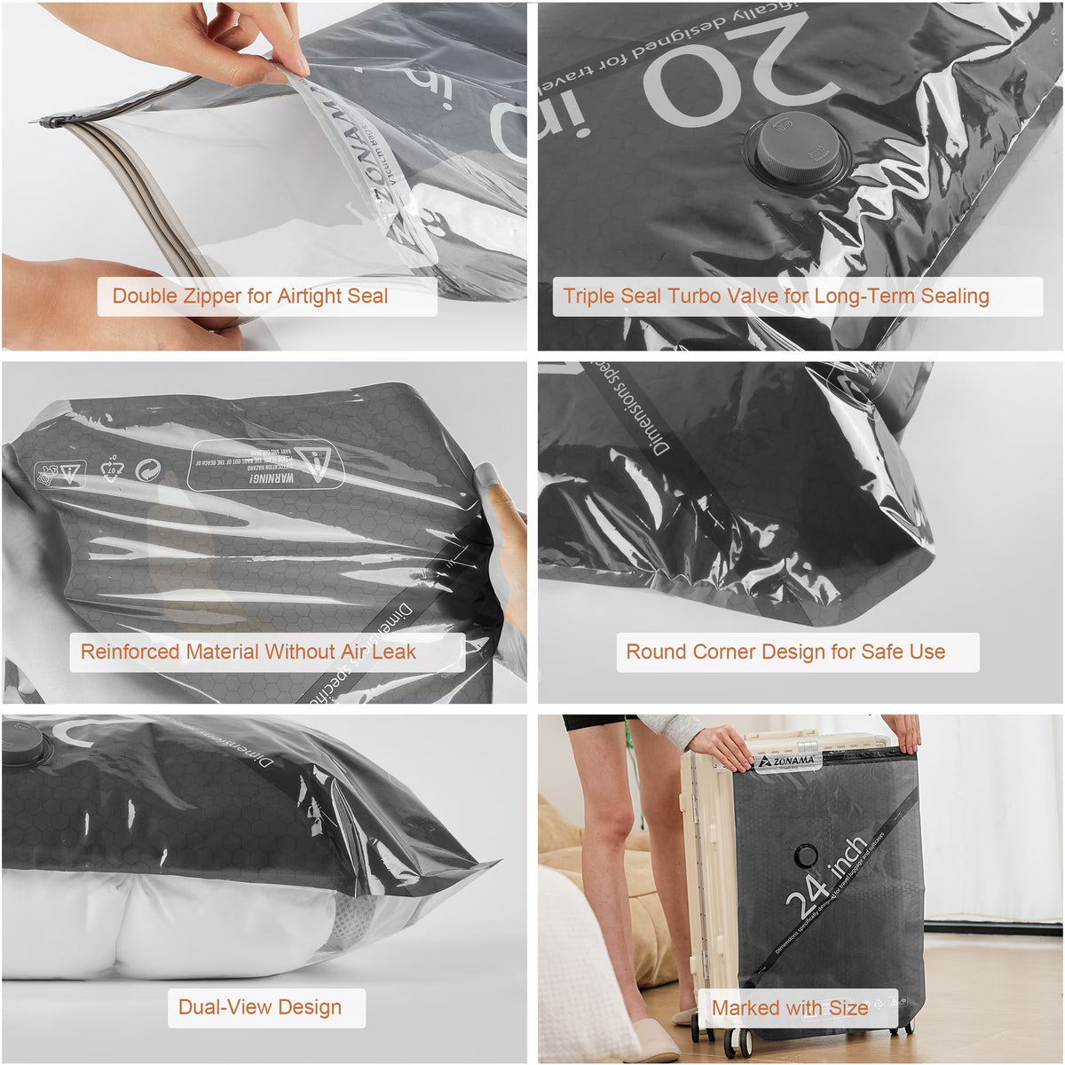 LOFTER-PRO Travel Vacuum Storage Bags with Wireless Electric Pump - Space Saver - 12 Pack