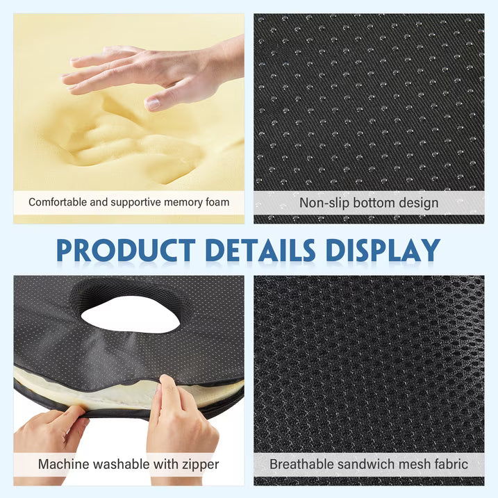 Onekawa Memory Foam Seat Cushion for Office Chair, Ergonomic Chair Cushions for Tailbone Pain Relief, Sciatica & Back Support, Office Chair Cushion & Car Seat Cushion