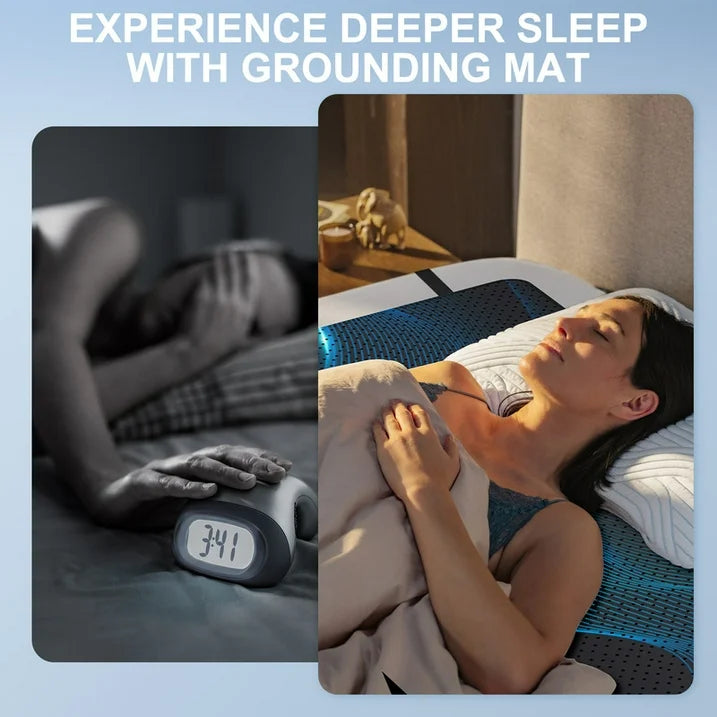 MOONORAH Grounding Mat for Bed, Earthing Mat Grounding Pad for Sleeping, Anti-Slip PU Leather Grounding Mattress with Cord for Reduced Anxiety, Pain, Inflammation, Headache Relief, Balance - Queen