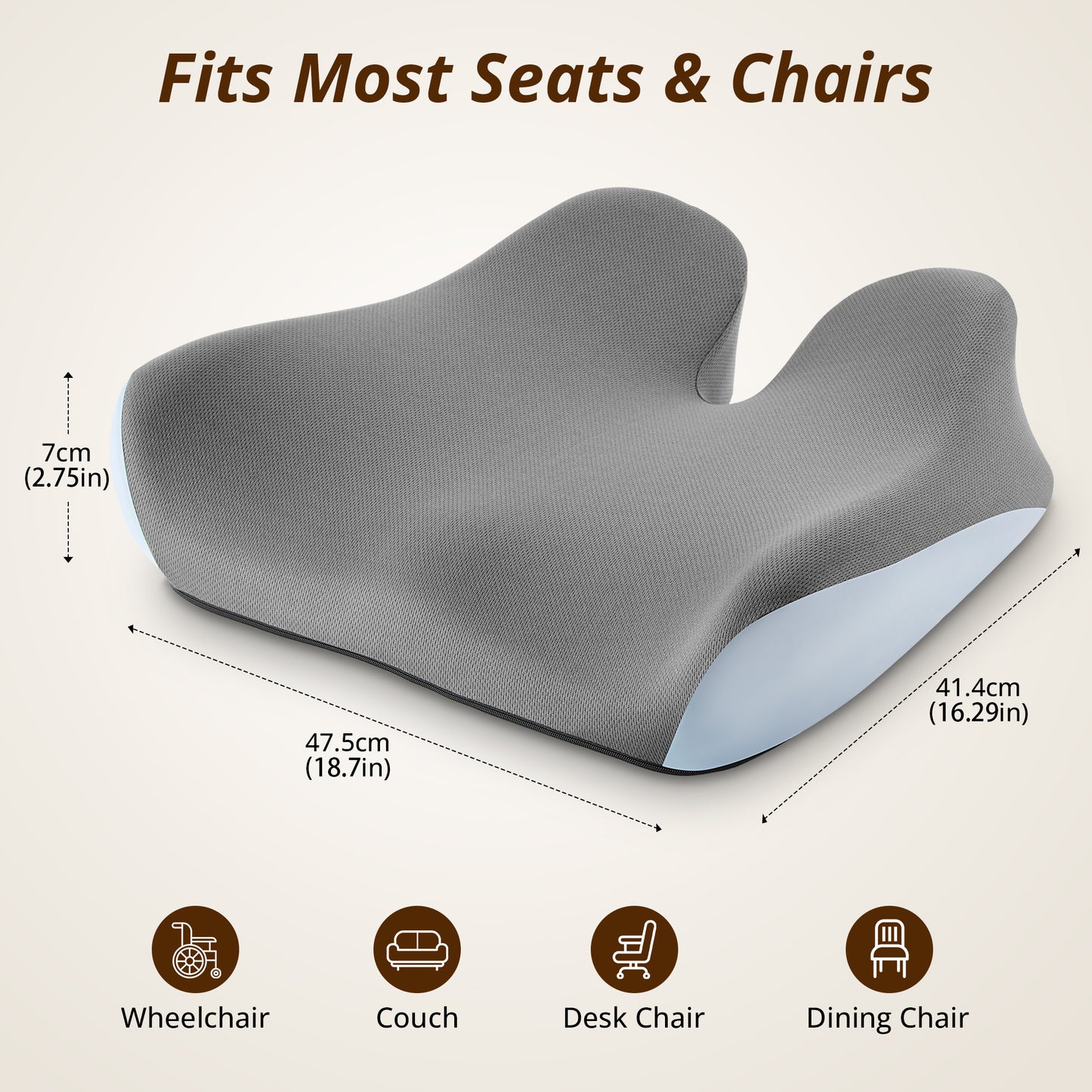 KAIPARA Seat Cushions for Office Chairs, Ergonomic Memory Foam Chair Cushions for Sciatica, Tailbone Pain Relief Support Pillow, Car Seat Cushion