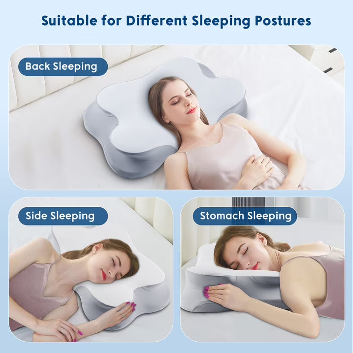 Kaipara Cervical Neck Pillow - Ergonomic Memory Foam for Neck Pain Relief - Gray