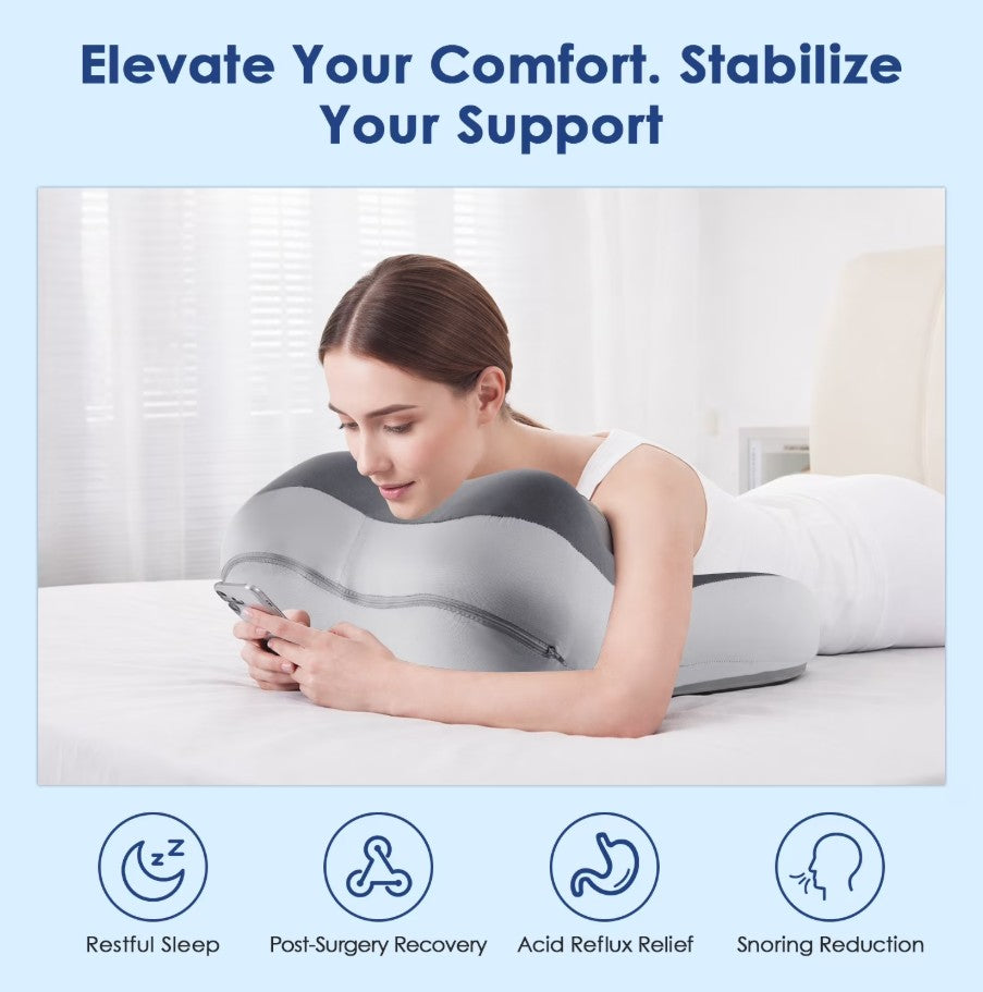 WANALIT Reading Pillow for Acid Reflux Relief, Sleeping, Post Surgery, Back Pain Relief, Snorin,Ergonomic Wedge Pillow Headboard for Reading/Gaming/Resting/Watching TV,Double Gray