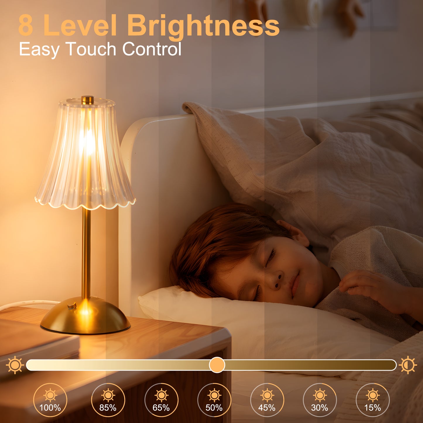 LOFTER-PRO Bedside Table Lamp, Cordless Dimmable LED Crystal Touch Lamp, Battery Operated Nightstand Light for Bedroom, Living Room, Hotel, Bar
