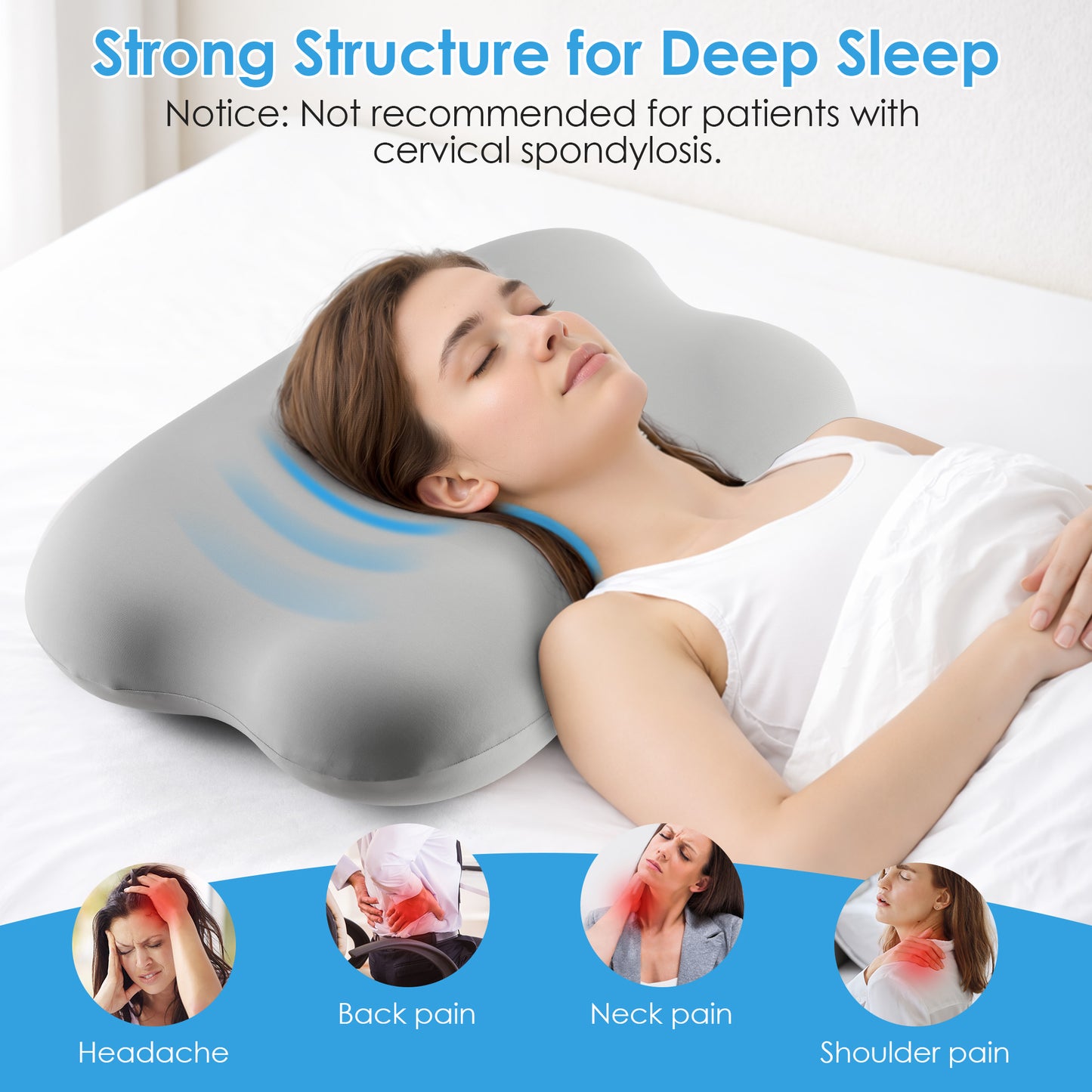 MOONORAH Cervical Pillow Orthopedic Cervical Pillow for Neck Pain Relief, Memory Foam Bed Pillow with Pillowcase, Contour Bed Pillow for Sleeping Support for Side Back Stomach Sleepers, Gray