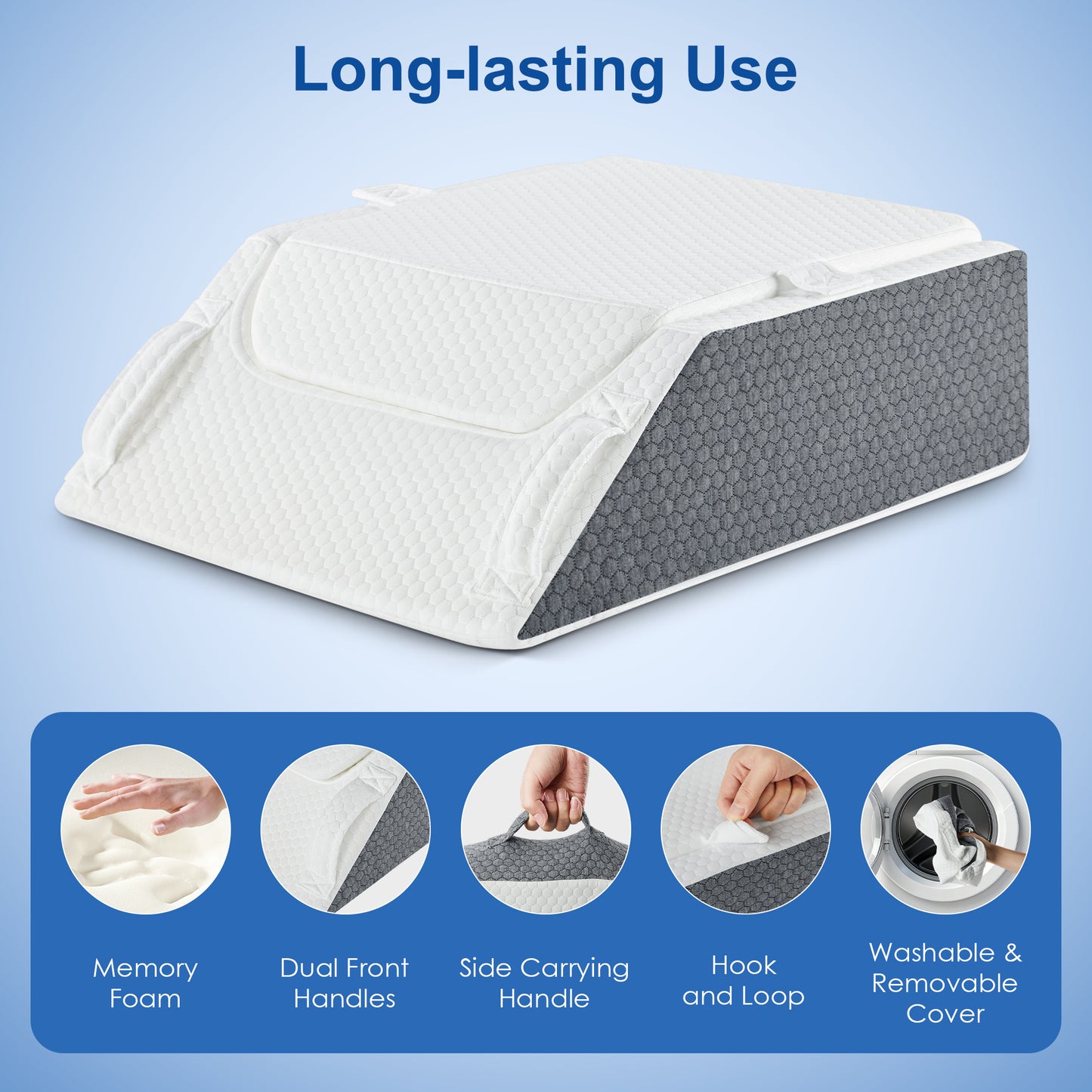 KAIPARA Leg Elevation Pillows, Wedge Pillow for After Surgery, Height Adjustable Memory Foam Leg Support, Leg Pillow for Back, Knee, Hip, and Ankle Pain Relief