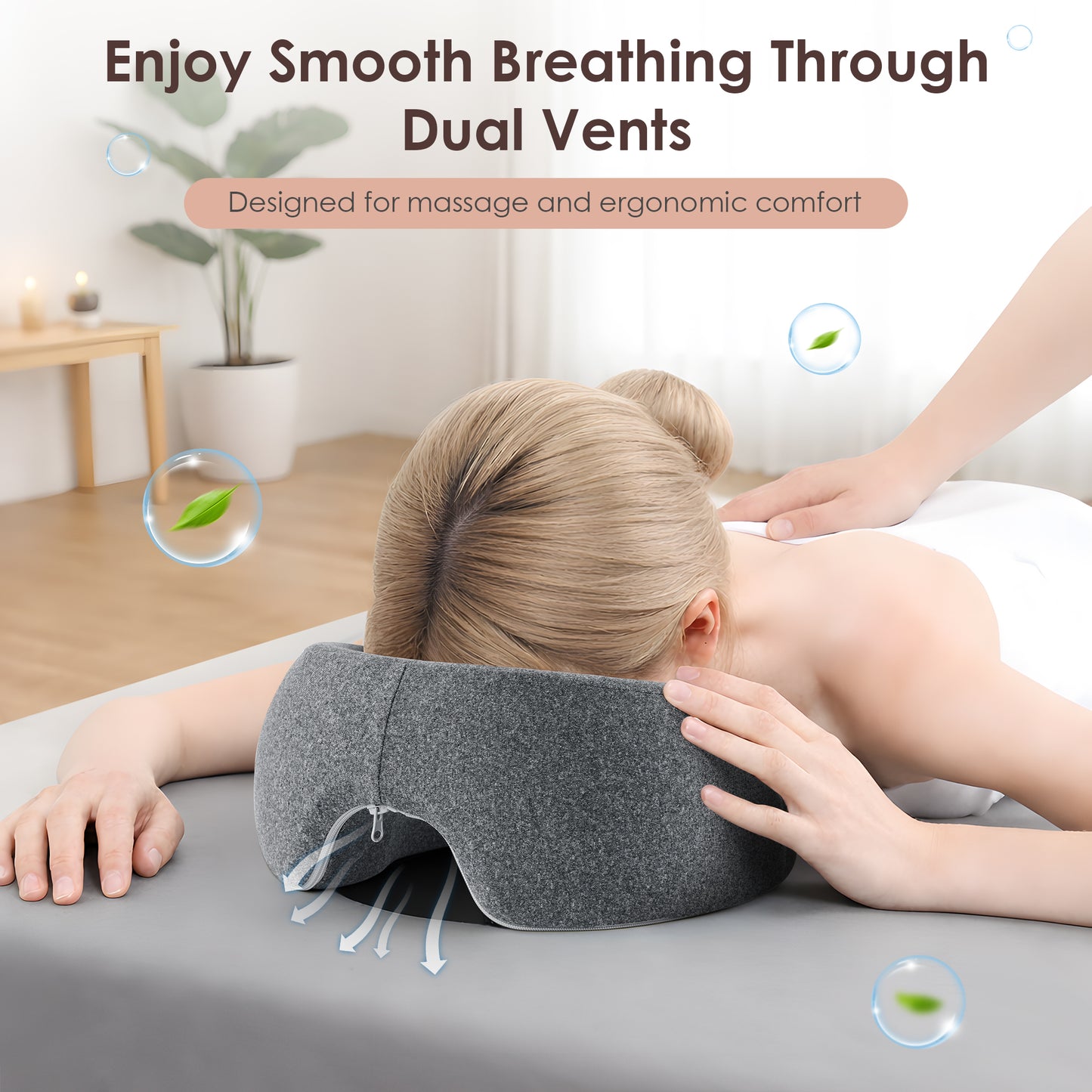 KAIPARA Face Down Pillow Massage Headrest for Bed, Memory Foam Pillow Face Cradle Support for Stomach Sleepers, Eye Post-Surgery Recovery and Spa Treatments