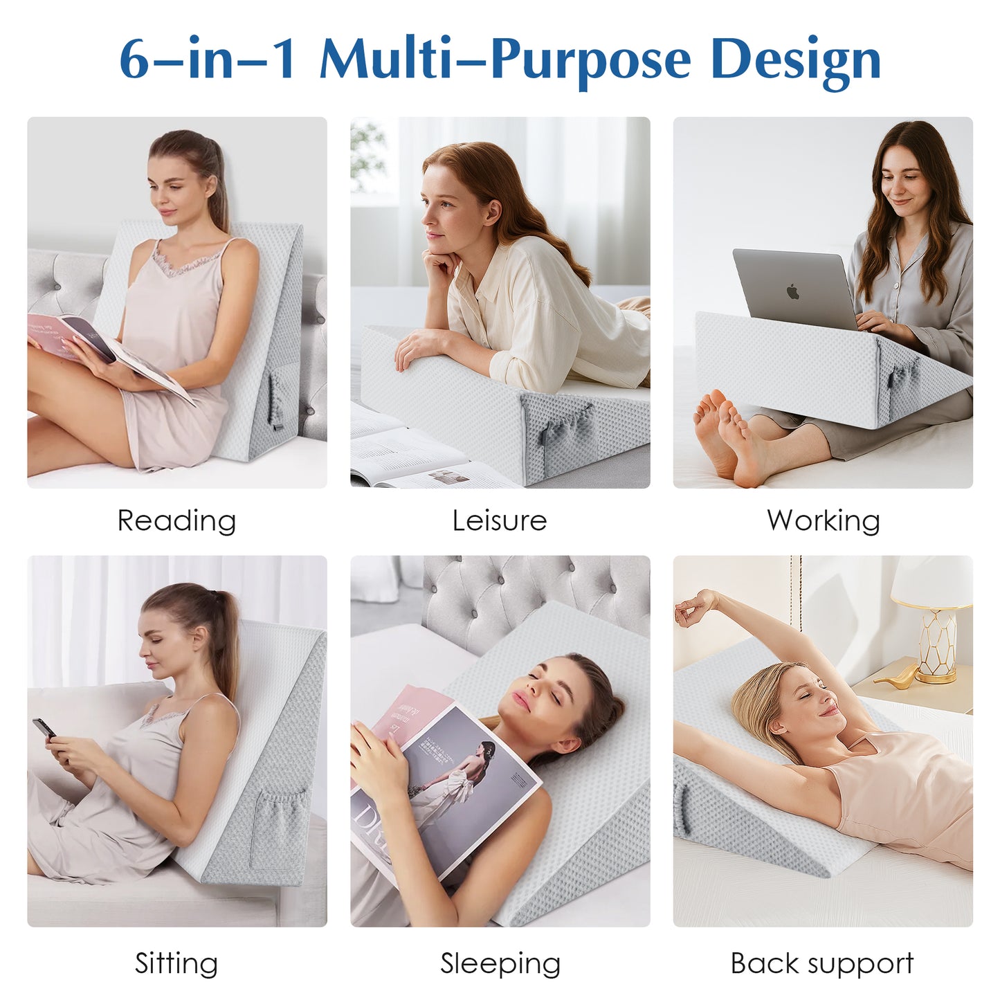 MOONORAH Wedge Pillow for Sleep Apnea, Bed Wedge Pillows for Headboard Triangle Memory Foam Removable Washable Cover for Acid Reflux Relief Sleeping Snoring Back Pain Heartburn