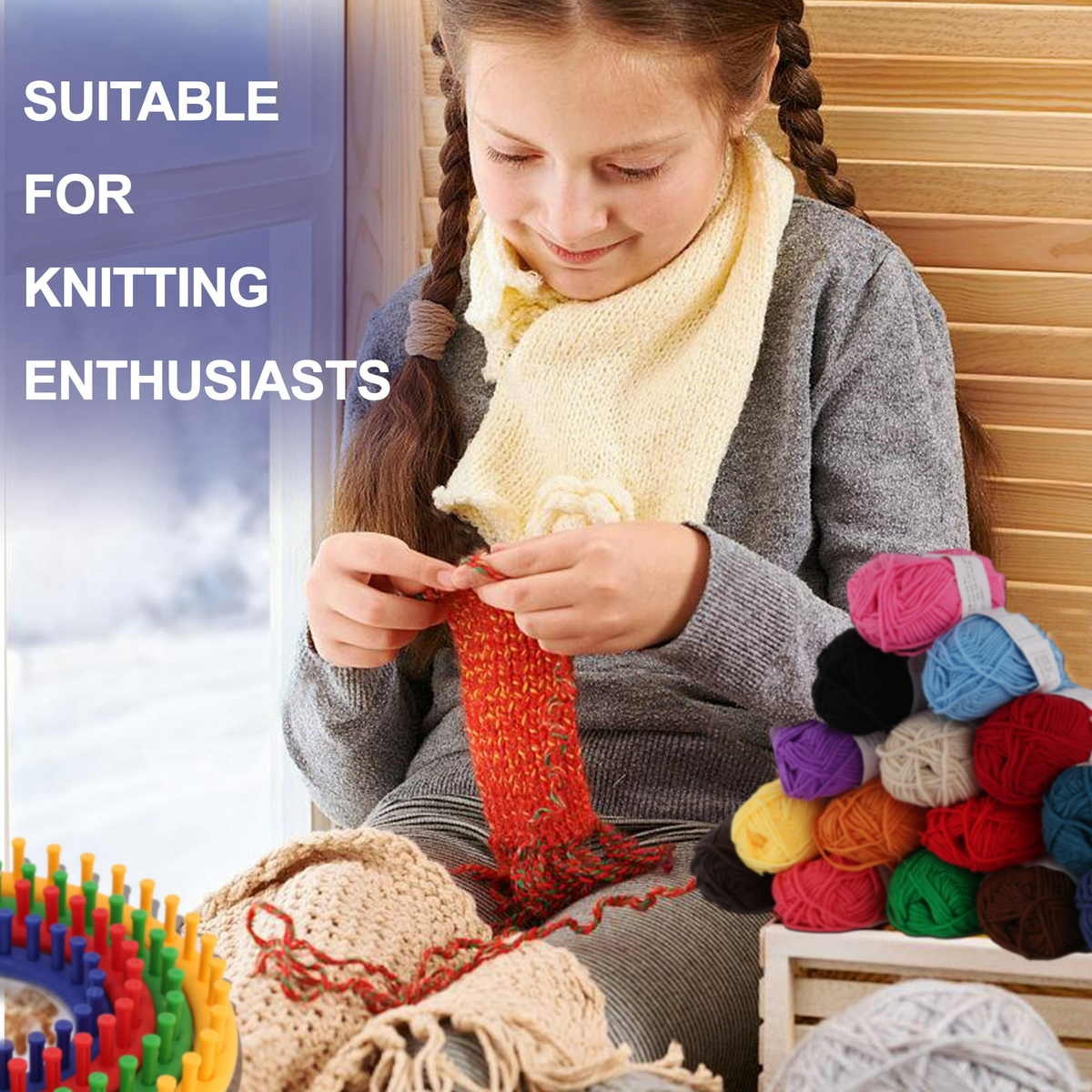 Onekawa Knitting Loom Set,Knit Quick Looms with Hook Needle,4 Pack(5.5", 7.5",9.5",11.5")