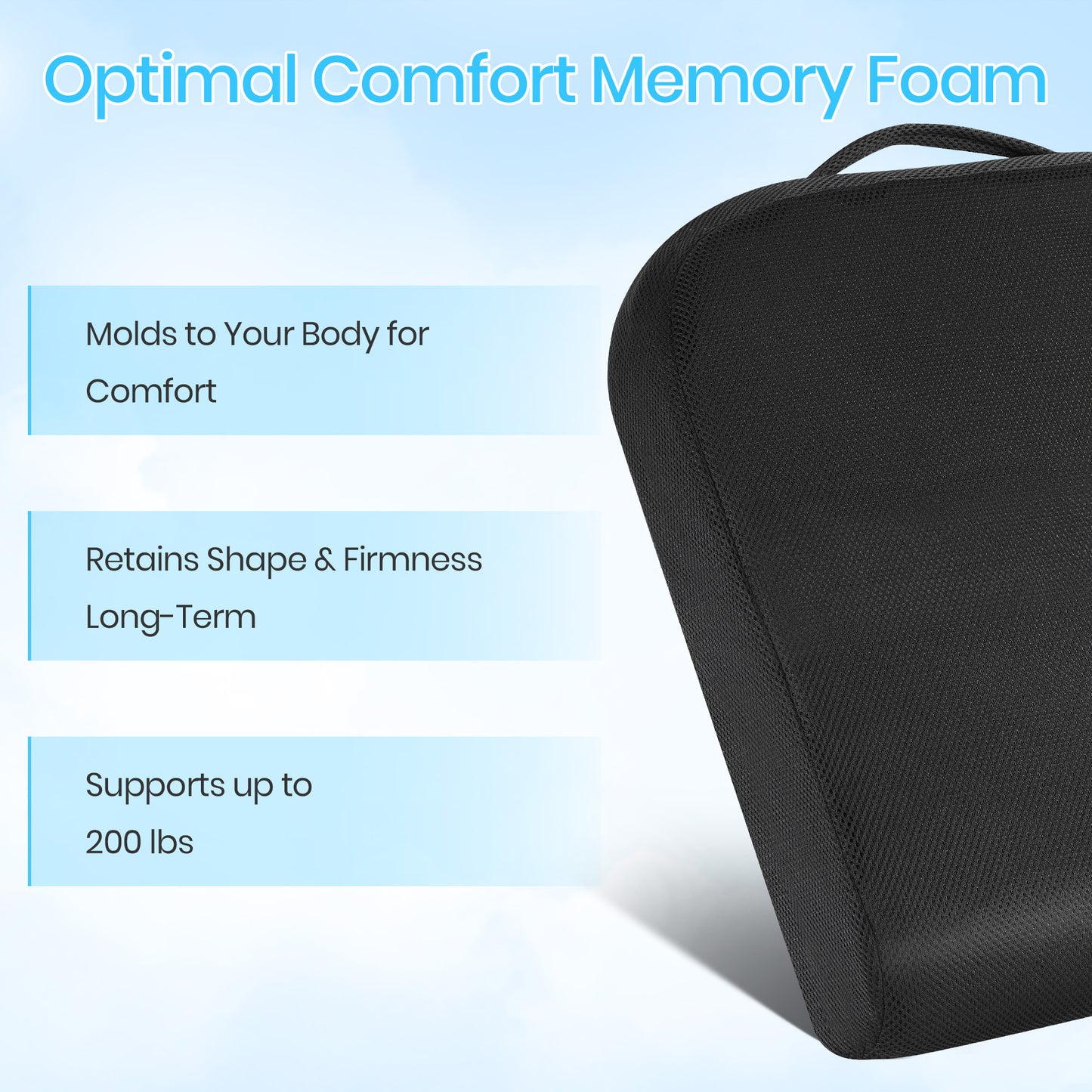 KAIPARA Large Memory Foam Seat Cushion for Office Chairs, Car Seat, Wheelchair, Chair Cushions for Tailbone Pain Relief, Sciatica & Back Support Pillow