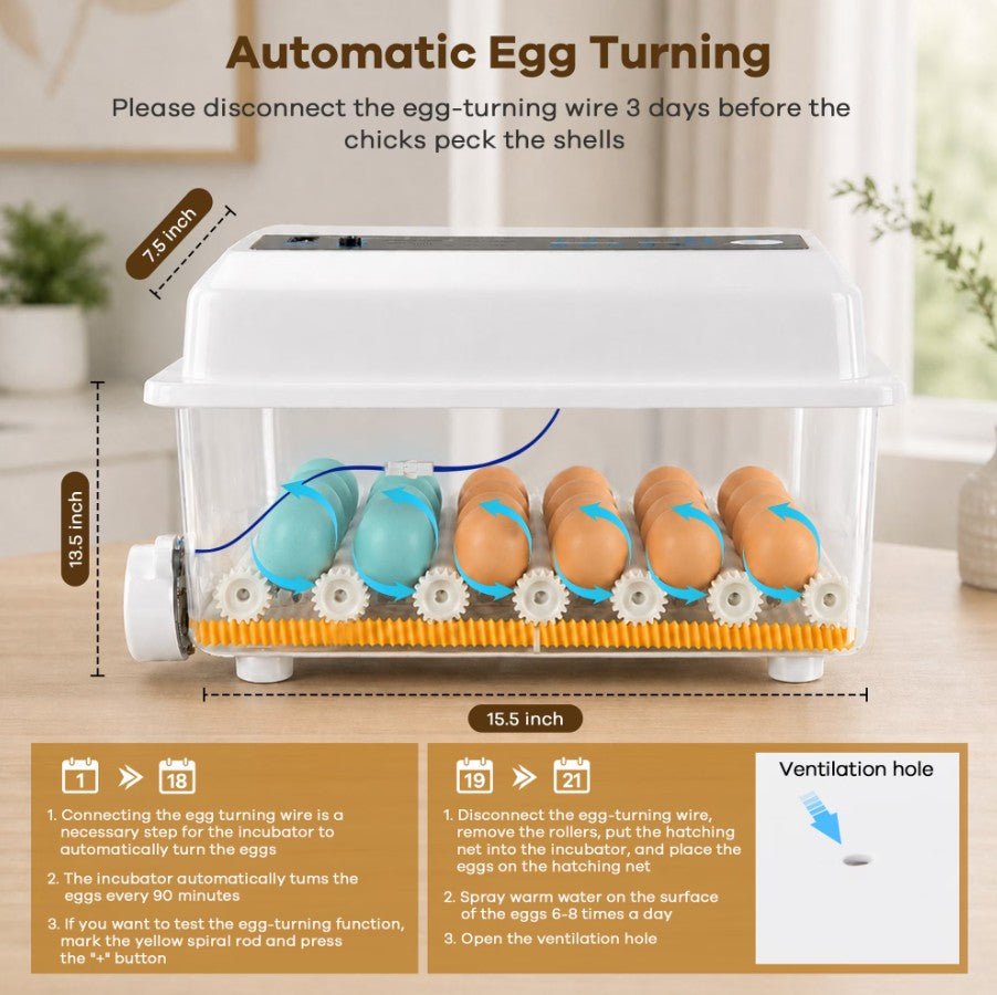 WANALIT 36 Eggs Incubators for Hatching Eggs,Egg Incubator with 4 Incubate Mode for Hatching Duck Goose Quail, Automatic Egg Turning Humidity Monitoring,Poultry Chicken Incubator with Egg Candle