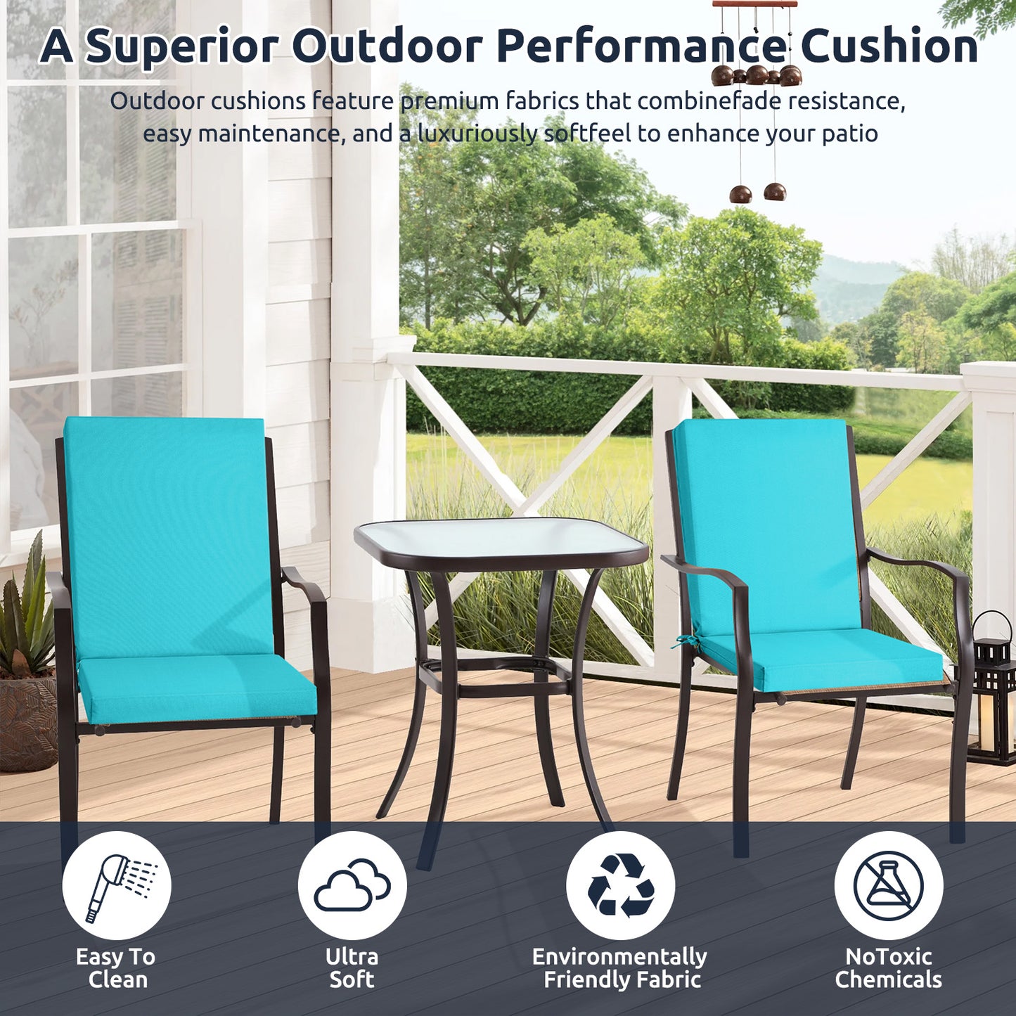MOONORAH Outdoor Chair Cushions, Patio Seat Cushions Outdoor Chair Pads, 42"L x 18"W Rectangle Waterproof Outdoor Chair Cushion Garden Sofa Couch Chair Pads, Premium Comfortable, Peacock Blue