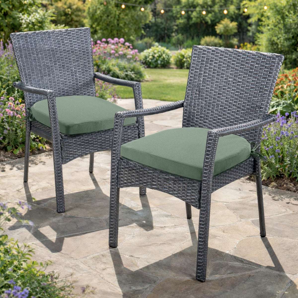 Panpaddle Dining Chair Cushions - Waterproof with Ties - 4 Pack, Green
