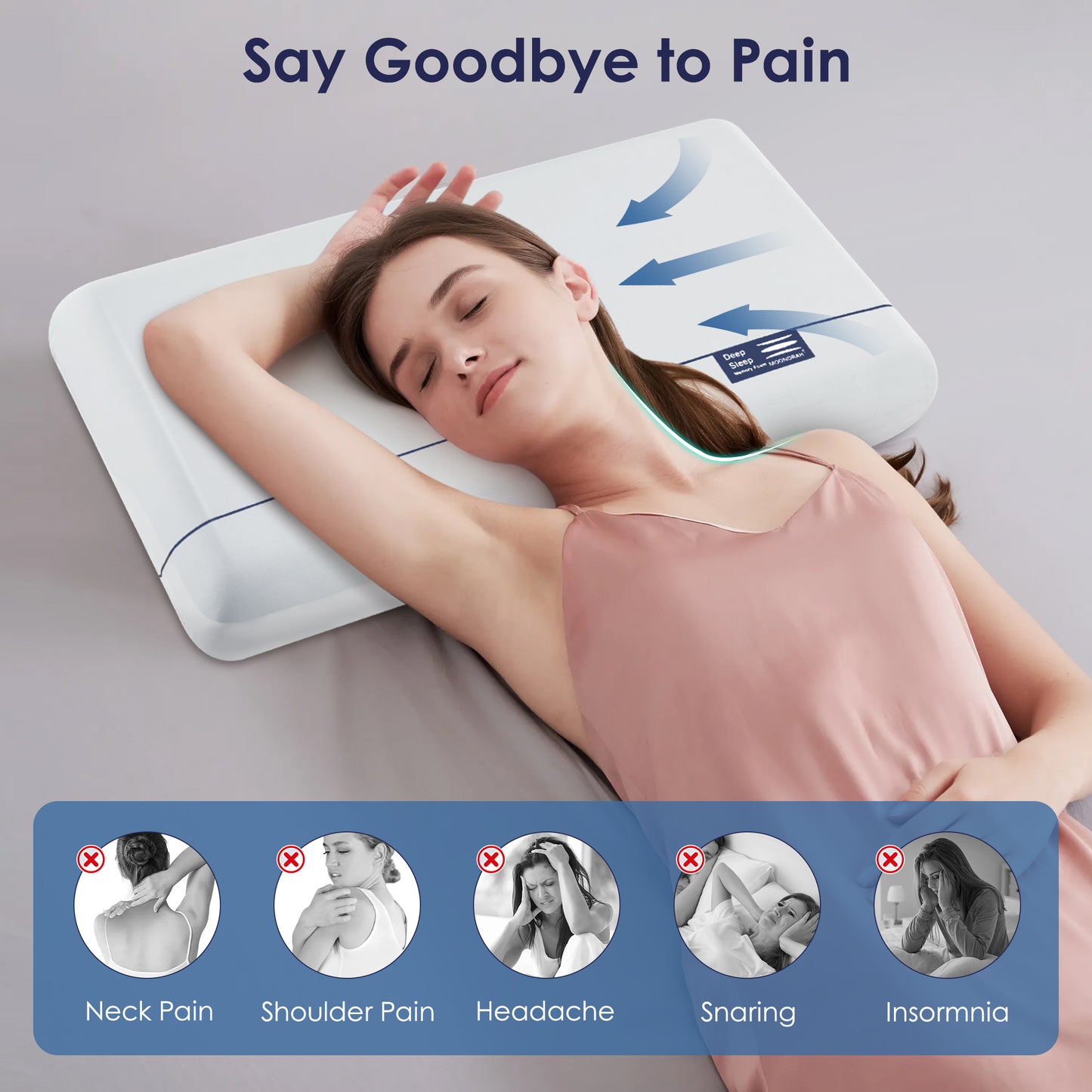 MOONORAH Bed Pillows, Cooling Memory Foam Bed Pillow for Neck Pain Relief, Two-Sided Cooling Pillow for Back, Stomach or Side Sleepers, Hotel Quality Bed Pillows Soft, Queen Size, 28" x 16"