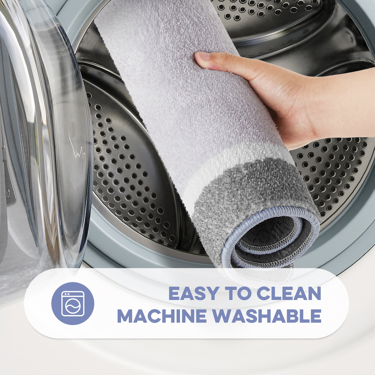 Onekawa Bath Mat - Soft Absorbent Microfiber Non Slip - 16 x 24 in Gray
