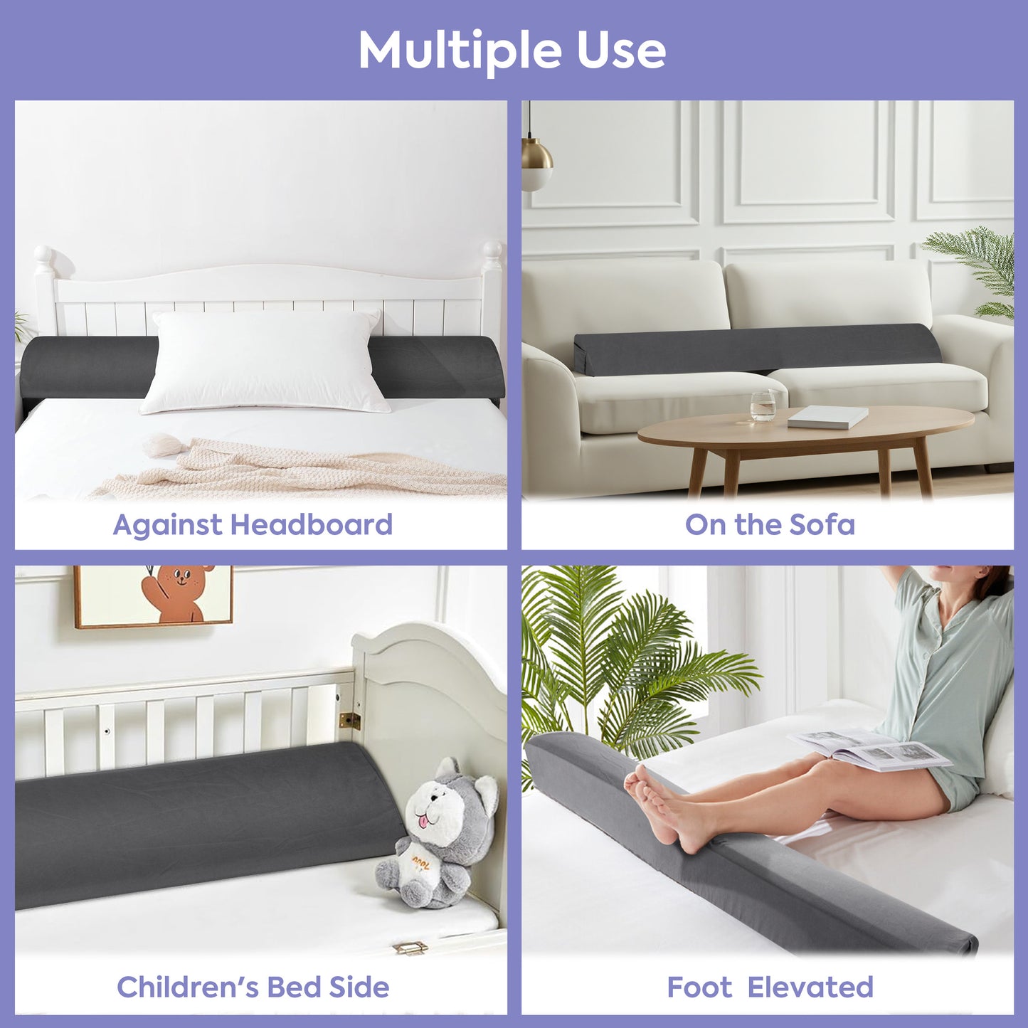 MOONORAH Queen Wedge Pillow Headboard/Bed Wedge Pillow for Headboard/Bed Gap Filler/Headboard Pillow,Pillow Wedge for Headboard Gap(0-6"),Stop Loosing Your Pillows,Phone(Gray 60"x10"x6")