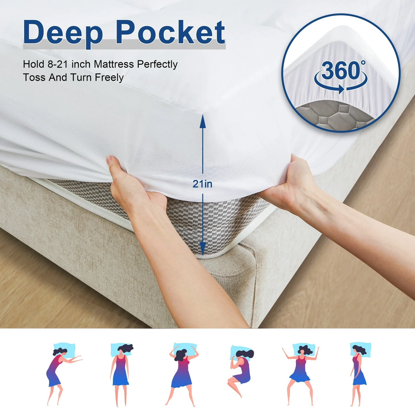 MOONORAH Full Mattress Topper, Extra Thick Mattress Pad Cover for Back Pain with 8-21" Deep Pocket, White