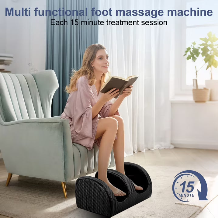 MOONORAH Foot Massager Machine with Heat & Foot Roller,Deep Tissue Massager for Plantar Fasciitis,Wired Remote, Gifts for Women Men(Black)