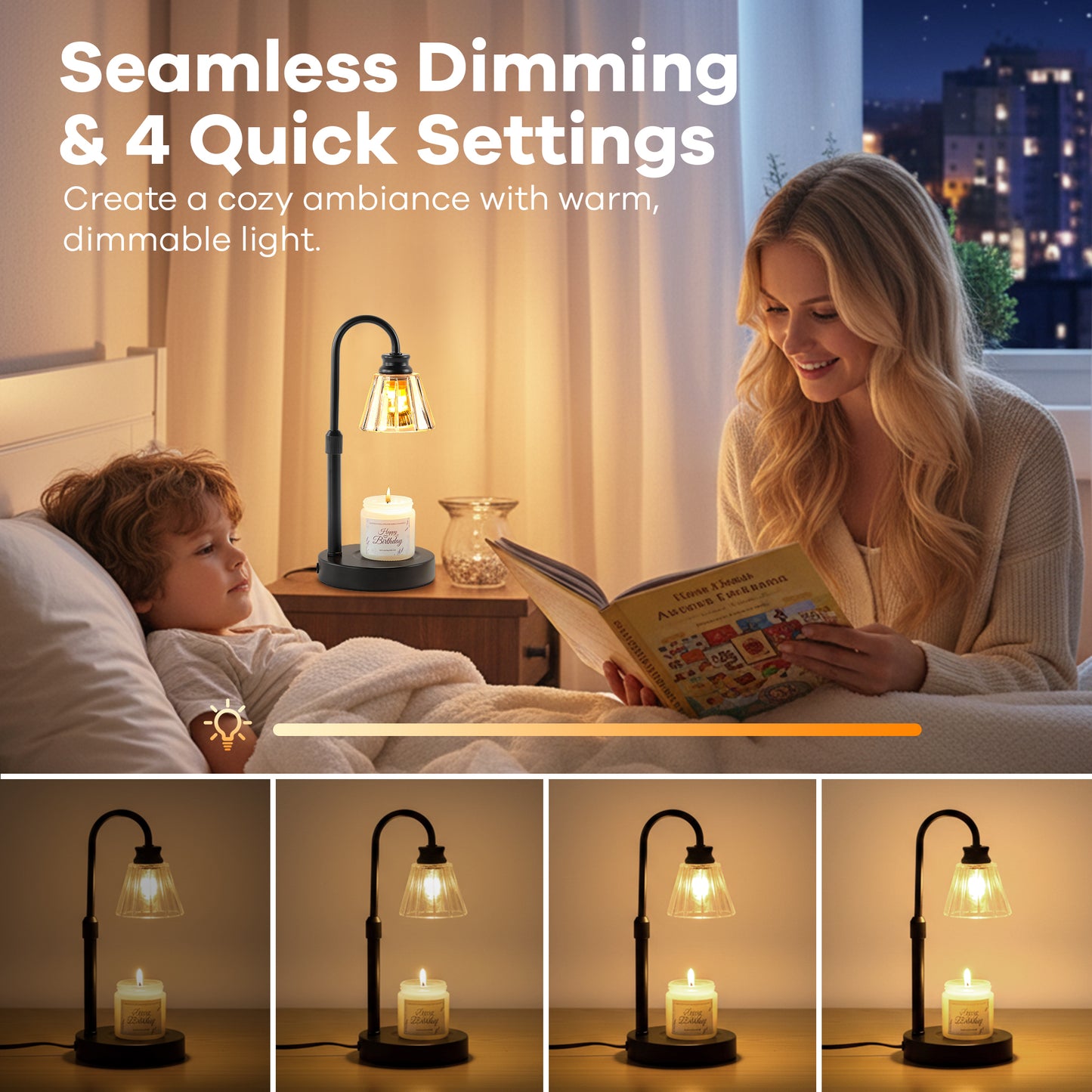 LAFAYTTE Adjustable Height Candle Warmer Lamp with Dimmable Light and Programmable Timer - A Stylish and Thoughtful Present for Multiple Sizes of Jar Candles