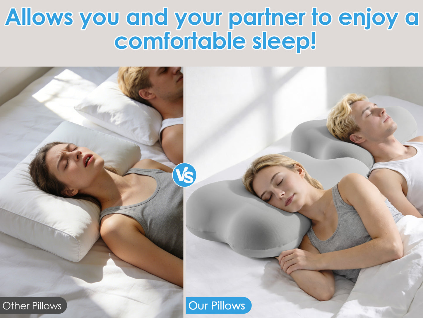 MOONORAH Cervical Pillow Orthopedic Cervical Pillow for Neck Pain Relief, Memory Foam Bed Pillow with Pillowcase, Contour Bed Pillow for Sleeping Support for Side Back Stomach Sleepers, Gray