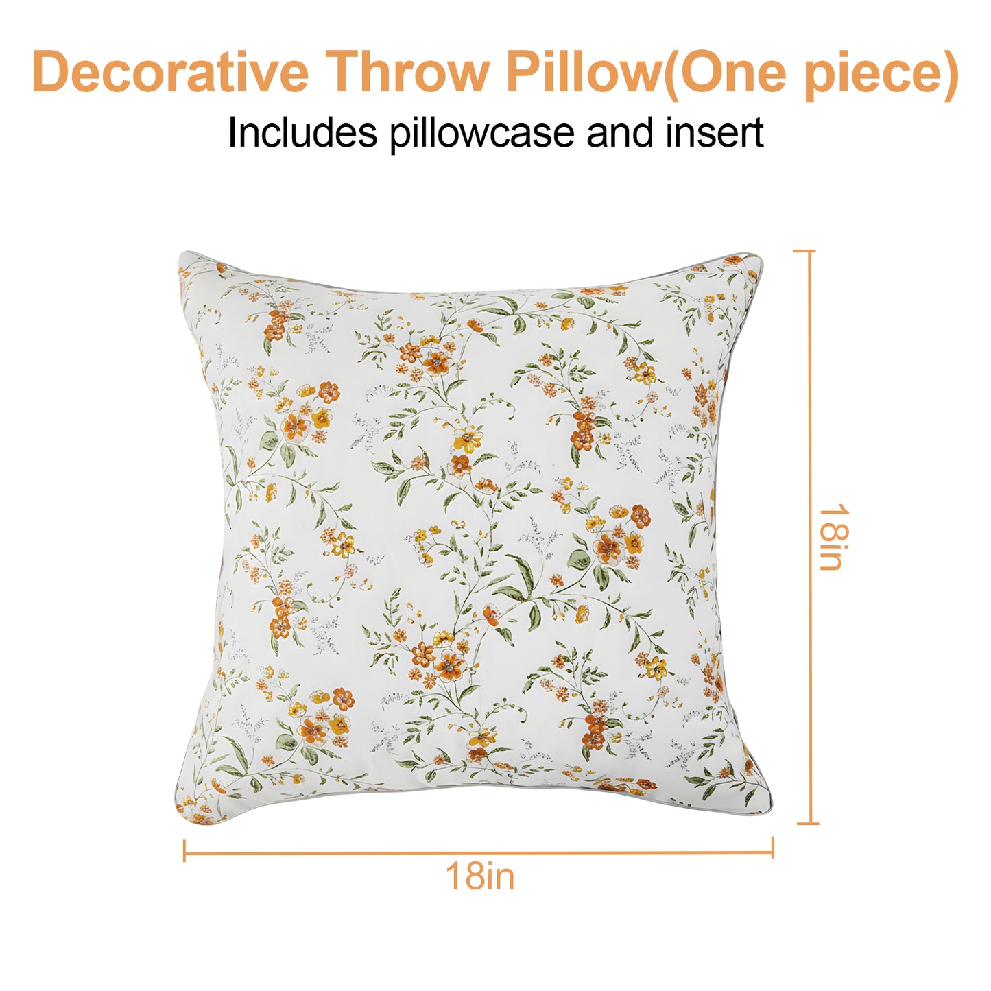 MOONORAH Throw Pillow, 18 x 18 Inches Decorative Pillows with Zipper Closure for Sofa, Bed and Couch Decorative Stuffer Pillow, Flowers