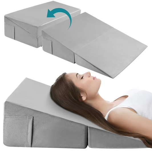 MOONORAH Wedge Pillow for Sleeping,Foldable Bed Wedge Pillow,Orthopedic Memory Foam Triangle Pillows Wedge, for Sleep Apnea, Acid Reflux, Heartburn, Back Pain Relief,Gray