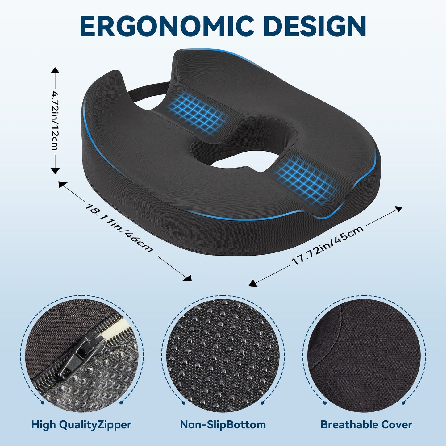 DONAMA Memory Foam Donut Pillow for Tailbone Pain Relief - Coccyx Cushion for Office Chair, Car Seat, Sciatica, Postpartum Recovery, Hemorrhoids & Surgery