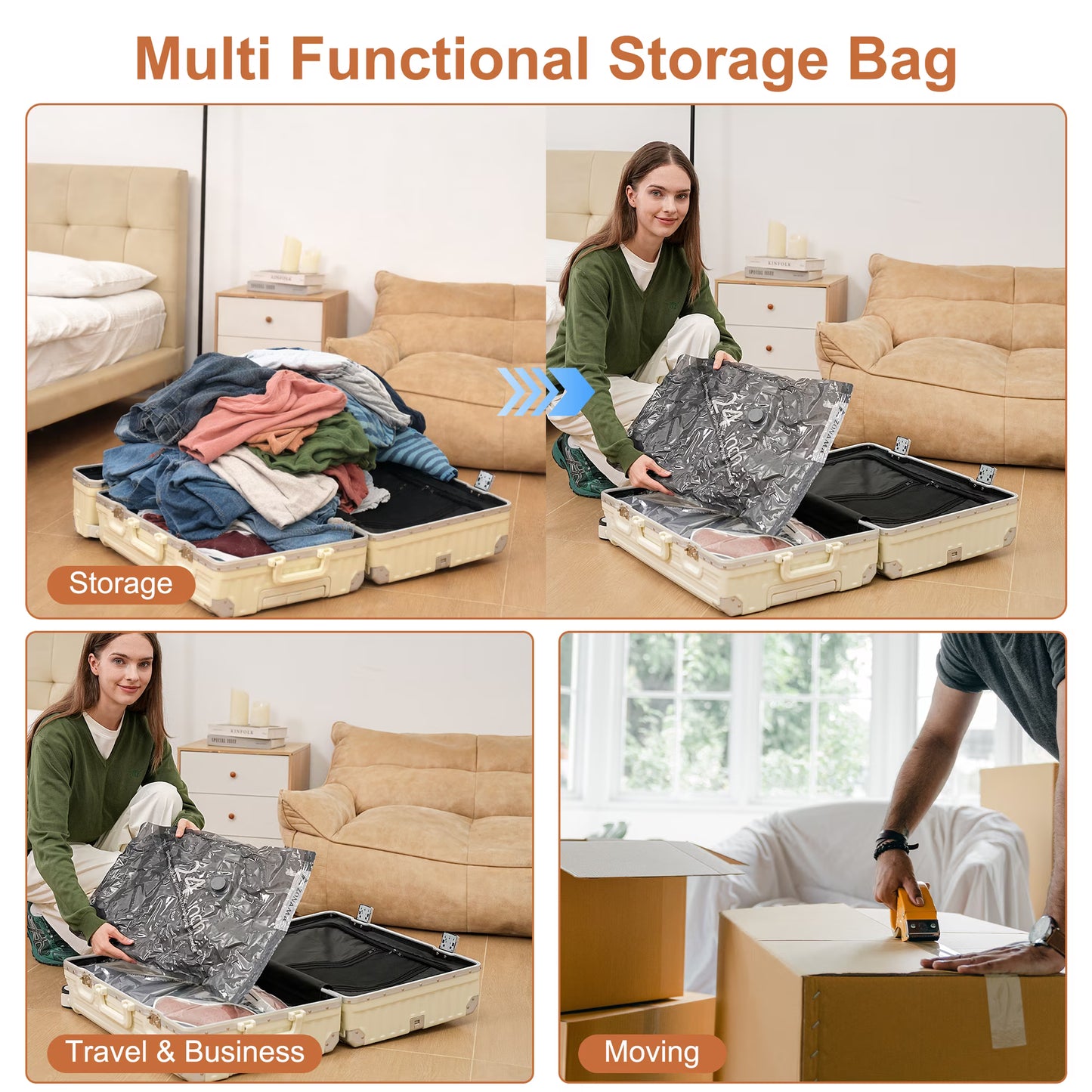LOFTER-PRO Travel Vacuum Storage Bags with Wireless Electric Pump - Space Saver - 12 Pack