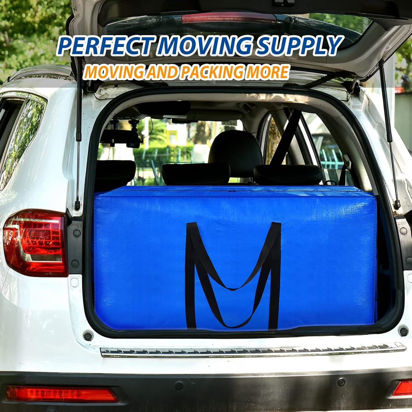 Onekawa 4 Pack Extra Large Moving Bags with Zippers & Carrying Handles,Storage Totes For Space Saving,Alternative to Moving Boxes,Blue