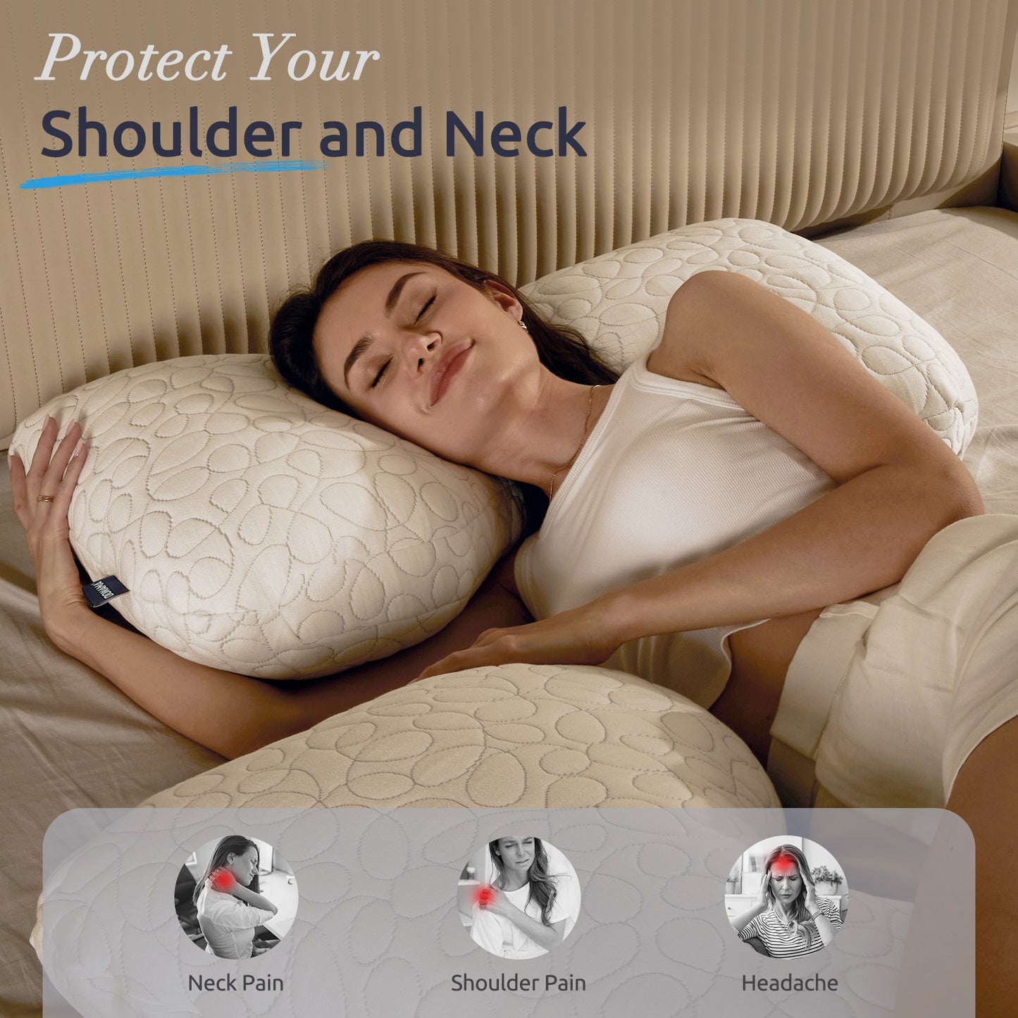 Cervical Pillow for Neck Pain Relief,Ergonomic Orthopedic Neck Pillow Support for Side Back Stomach Sleepers with Pillowcase,Black,King Size 27.56"x16.54"x5.51"