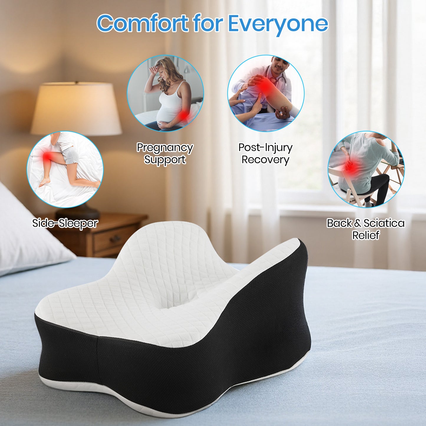 KAIPARA Knee Pillow for Side Sleeper, Memory Foam Leg Pillow for Side Sleeping, Sciatica Pain Relief Pillow, Spine Alignment Pillow for Hip, Back, Joints Pain Relief