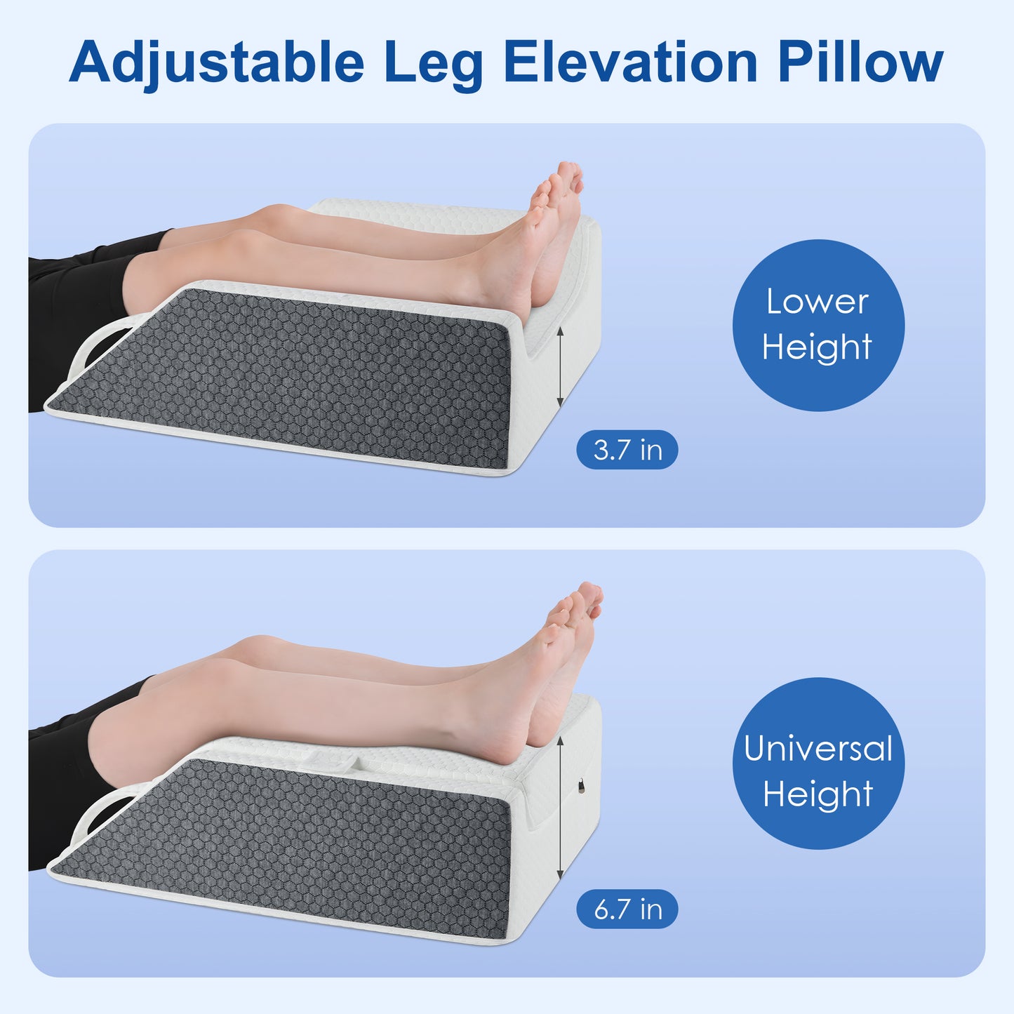 KAIPARA Leg Elevation Pillows, Wedge Pillow for After Surgery, Height Adjustable Memory Foam Leg Support, Leg Pillow for Back, Knee, Hip, and Ankle Pain Relief