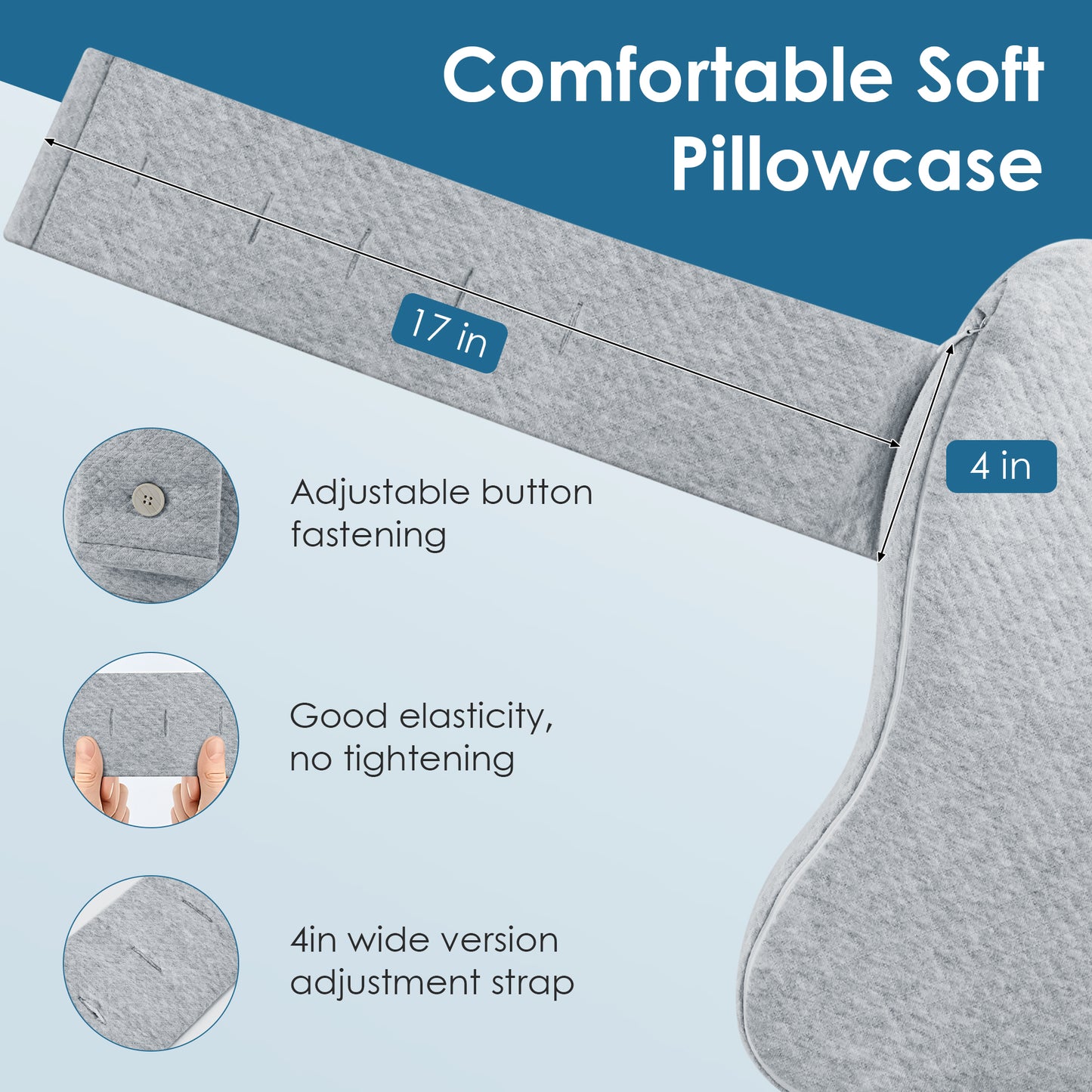 KAIPARA Knee Pillow for Side Sleepers, Memory Foam Knee Support Pillow, Comfortable Leg Pillow for Side Sleeping with Adjustable Strap, Relief for Sciatica, Back, Hips, Knees, Joints, Gray