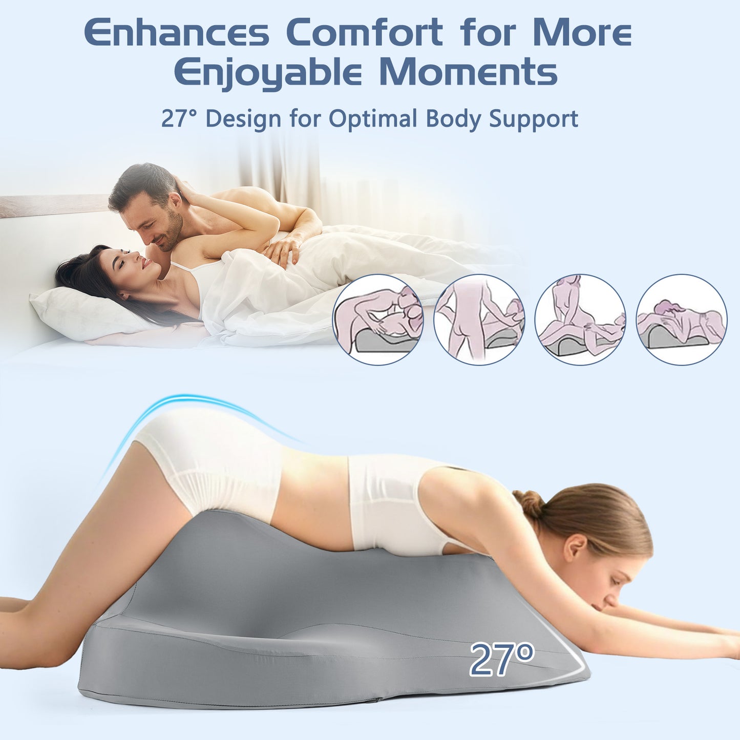 KAIPARA Large Memory Foam Wedge Pillow for Bed, Ergonomic Support Pillow Relieve Neck Waist Pain, Massage Pillow for Stomach Sleeping, Ideal for Reading Relaxation, Multi-use Couple Pillow