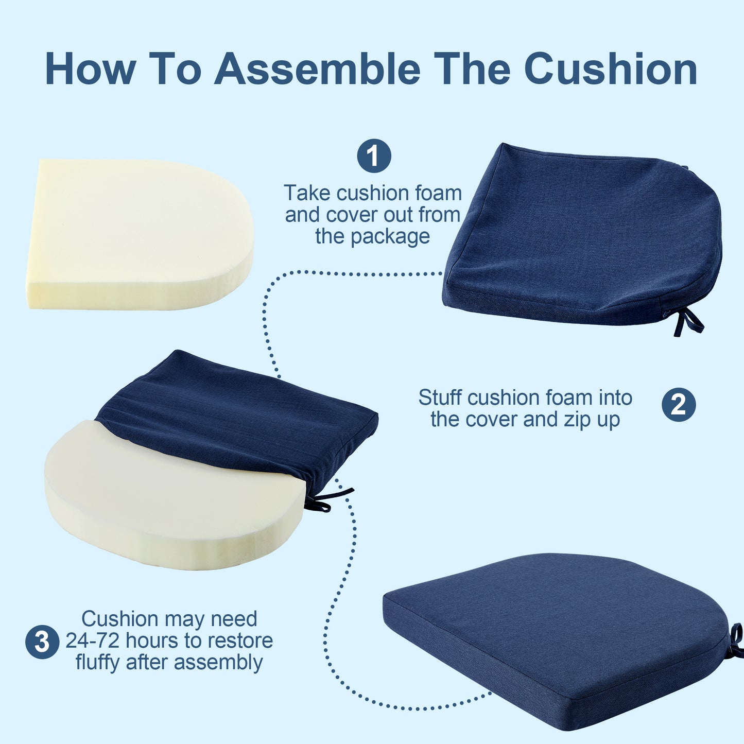 Panpaddle Outdoor Seat Pads Seat Cushions 4-Piece Solid Waterproof Patio Seat Chair Cushions 17"X16"X2" Rounded Square Patio Cushions, Navy Blue, Set of 4