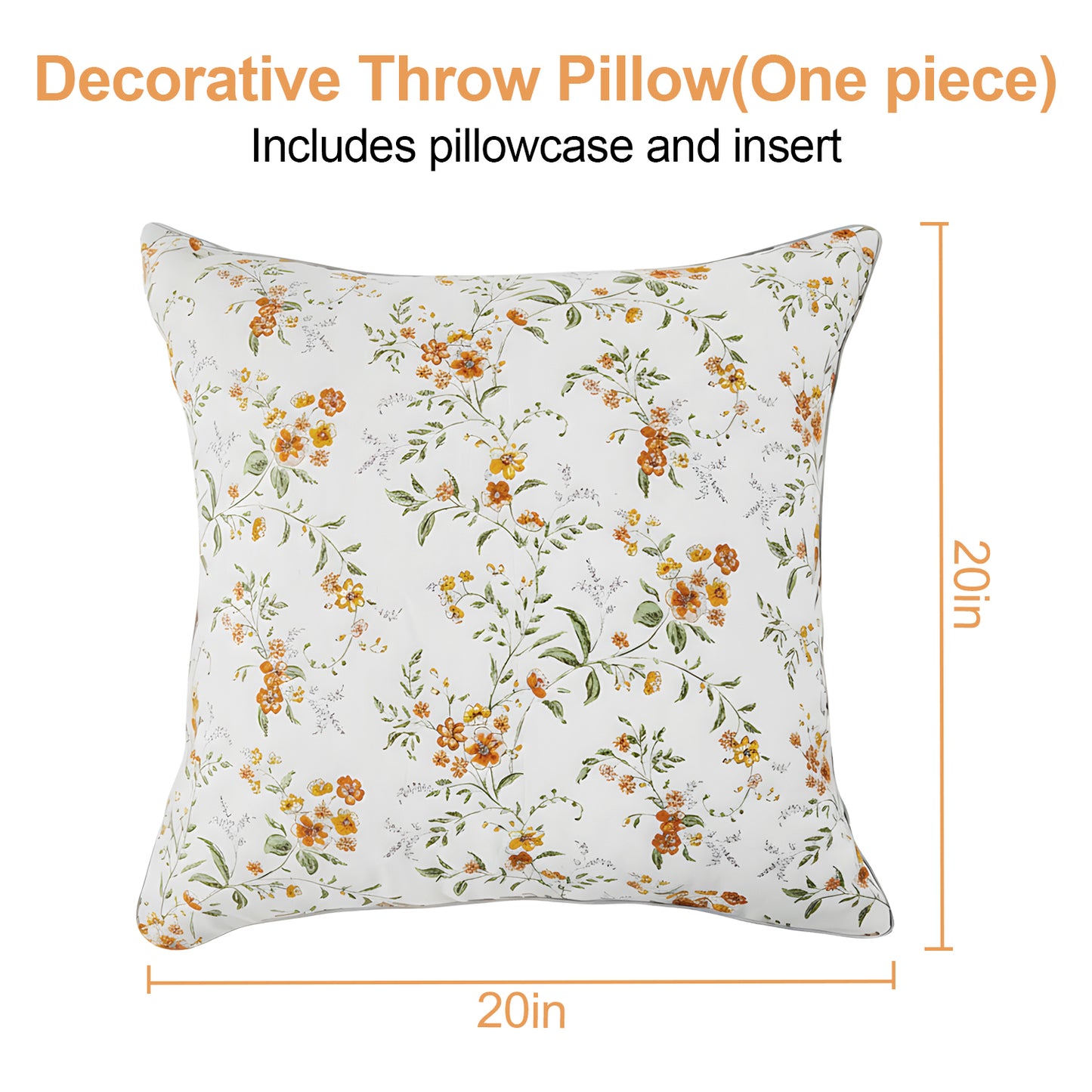 MOONORAH Throw Pillow, 20 x 20 Inches Decorative Pillows with Zipper Closure for Sofa, Bed and Couch Decorative Stuffer Pillow, Flowers