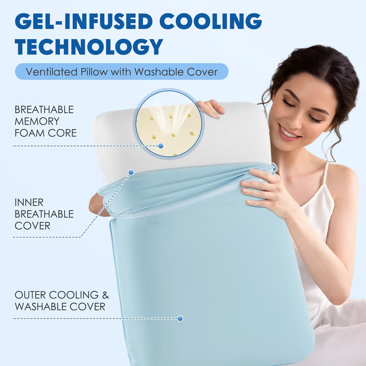 Kaipara Cooling Gel Memory Foam Pillow Soft - Neck Relief - Non-Standard Size