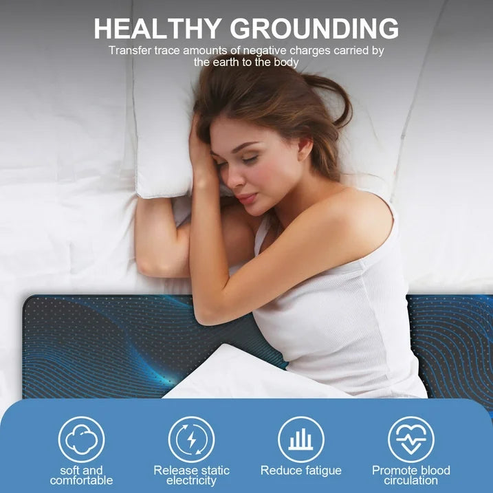 MOONORAH Grounding Mat for Bed, Earthing Mat Grounding Pad for Sleeping, Anti-Slip PU Leather Grounding Mattress with Cord for Reduced Anxiety, Pain, Inflammation, Headache Relief, Balance - King
