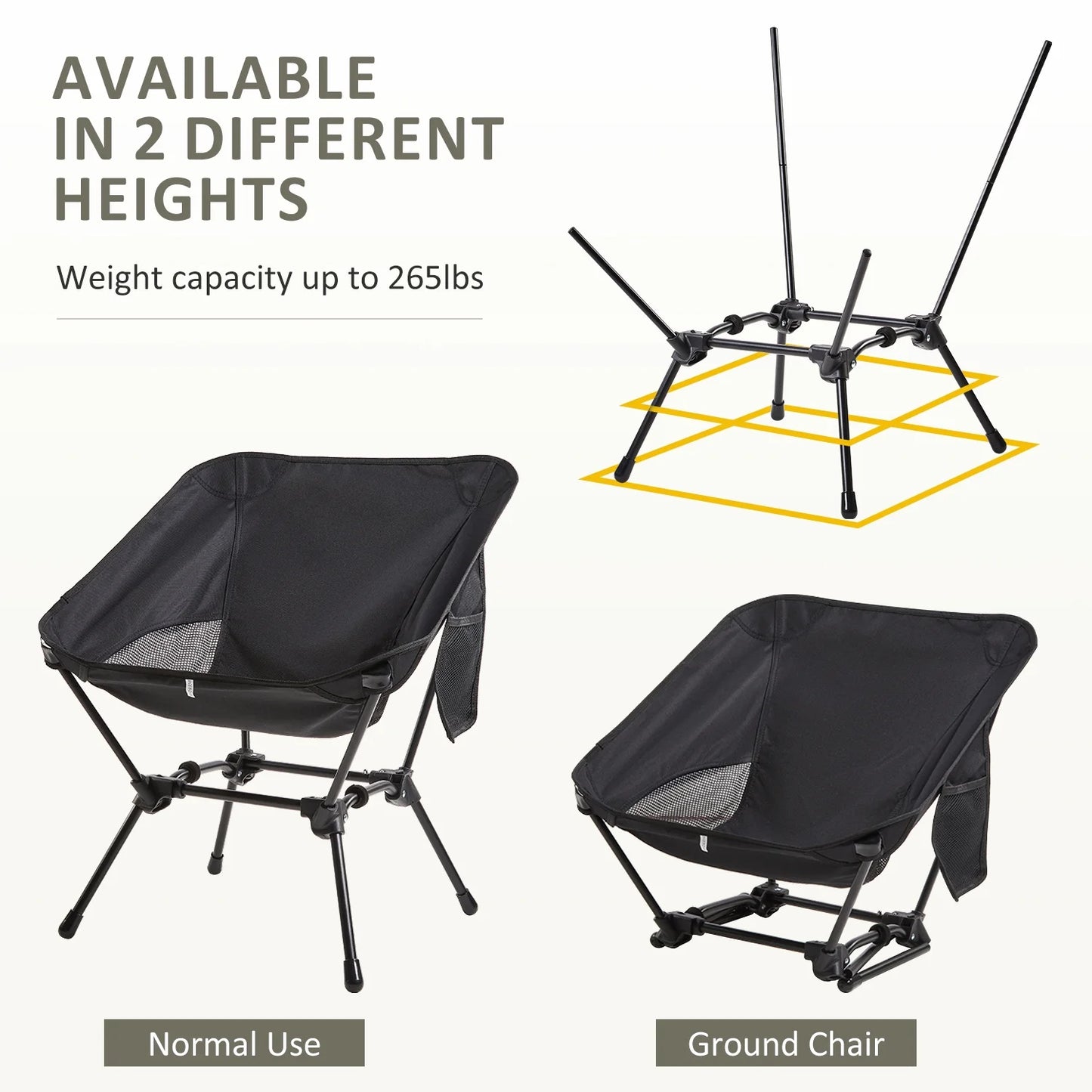 MOONORAH Camping Chair, Folding Portable Camping Chairs, Lightweight Compact Folding Chair Mesh for Outdoor Camp Travel Beach Picnic Festival Hikin with Side Pocket, Storage Bag, Black