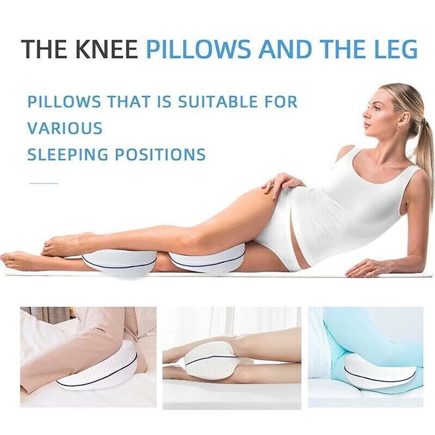 MOONORAH Knee Pillow for Side Sleepers-Memory Foam Leg Pillow for Lower Back & Sciatica Pain Relief,Hip Support Pillow for Side Sleeping,Soothing Spine Alignment Body Pillow-White