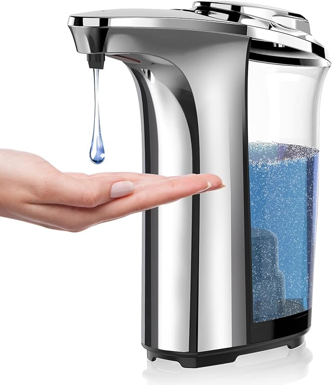 WANALIT Automatic Soap Dispenser Touchless, 17oz/500ml Dish Soap Dispenser with Infrared Sensor, 5 Adjustable Foam Levels, for Kitchen Bathroom Sink Countertop, Silver