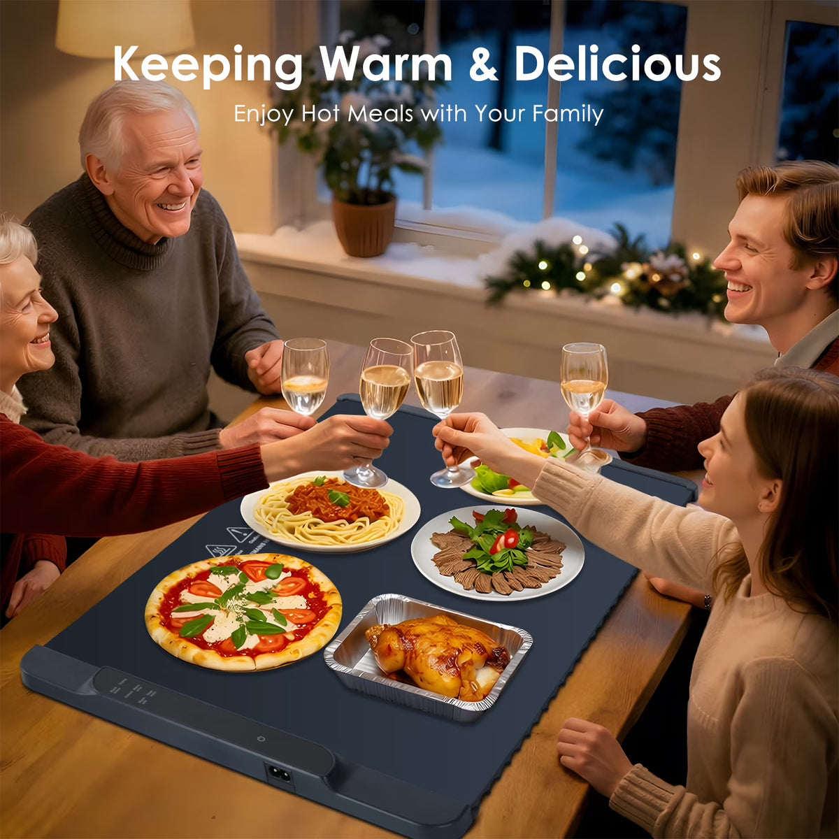 KAIPARA Food Warming Mat 25.6"x15", Full Surface Heating in 10s, Multiple Temp Settings & Timer, Portable Warmer for Parties