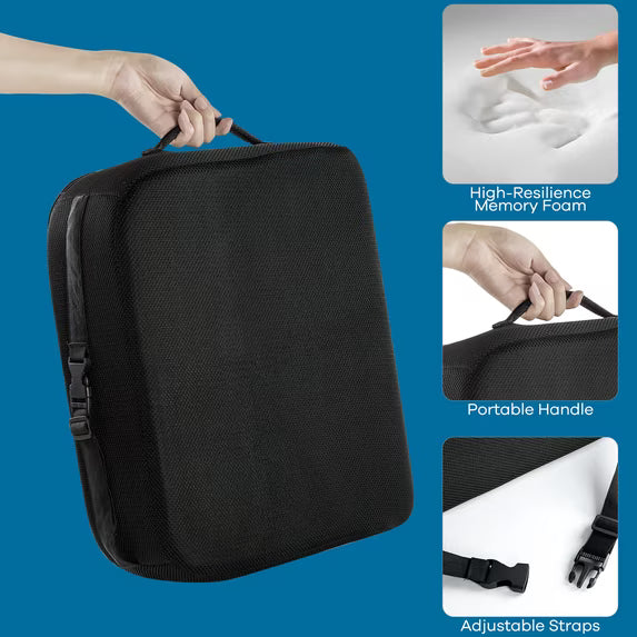Kaipara Extra Thick Chair Cushion for Office Chair, 6" Booster Seat Cushion for Height Increase & Pain Relief, High Resilience Foam Seat Cushion with Non-Slip Bottom, Strap & Handle, 18 x 16 x 6 inch