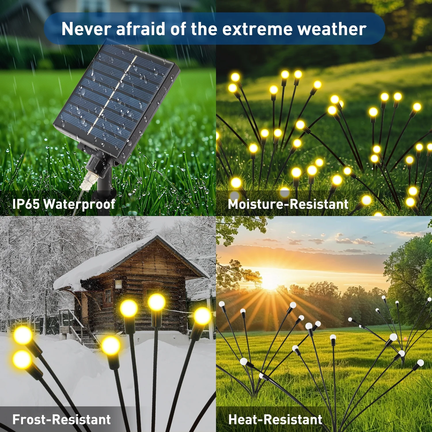 LOFTER-PRO Solar Garden Lights Outdoor,4 Packs 32LED,Upgraded Solar Swaying Light, Warm White