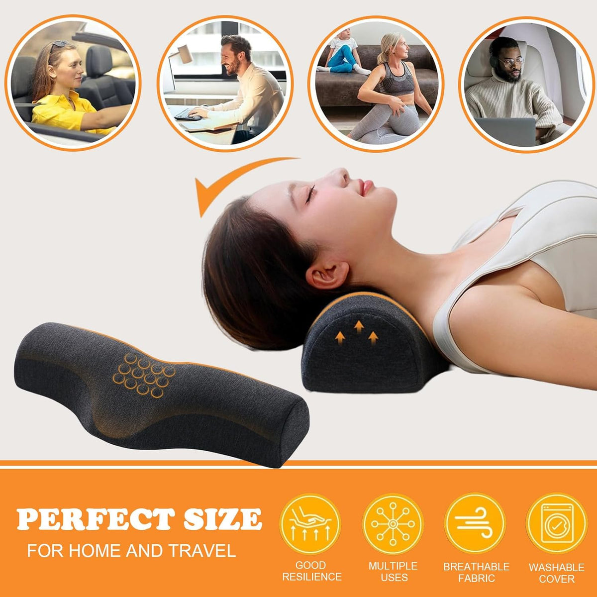 MOONORAH Cervical Neck Pillow - Memory Foam Support for Pain Relief - Gray
