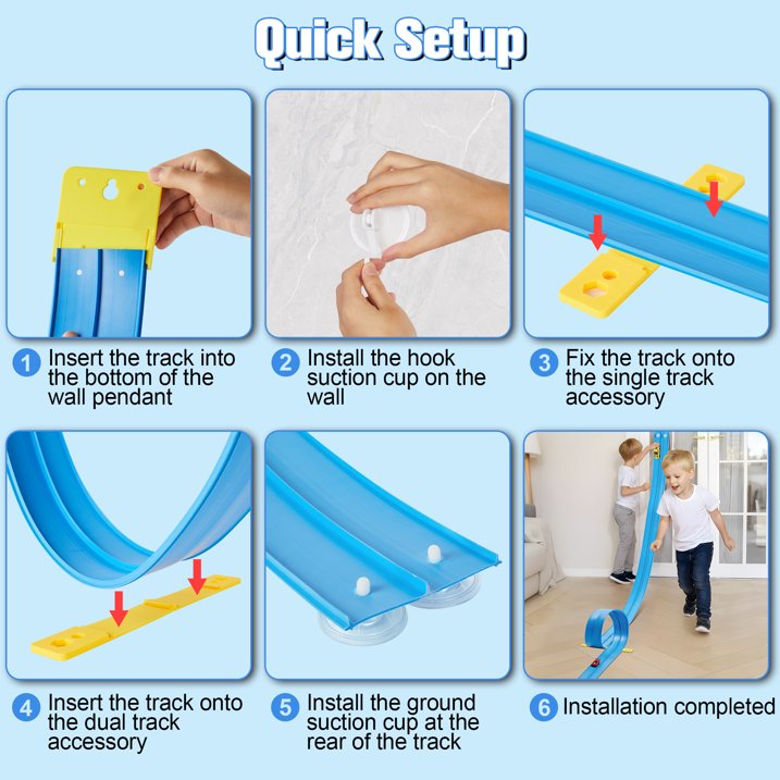 Kaipara Race Track Toy - Flexible Track with 4 Pull-Back Cars - Blue
